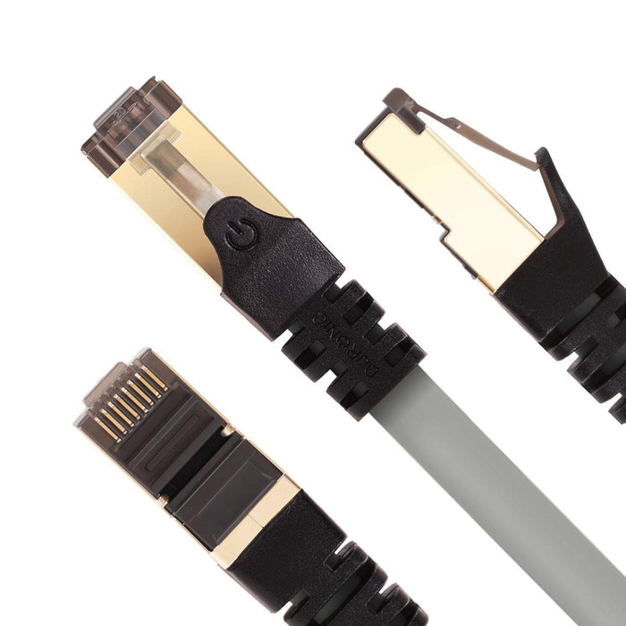 Duronic CAT8 GY 3 m Ethernet Netzwerkkabel | S/FTP Ethernet-Netzwerkkabel | Superschneller Patch-Ethernet-Kabel | Bis zu 2 GHz / 2000 MHz | RJ45-Anschlüsse | 40 Gigabit Datenübertragung