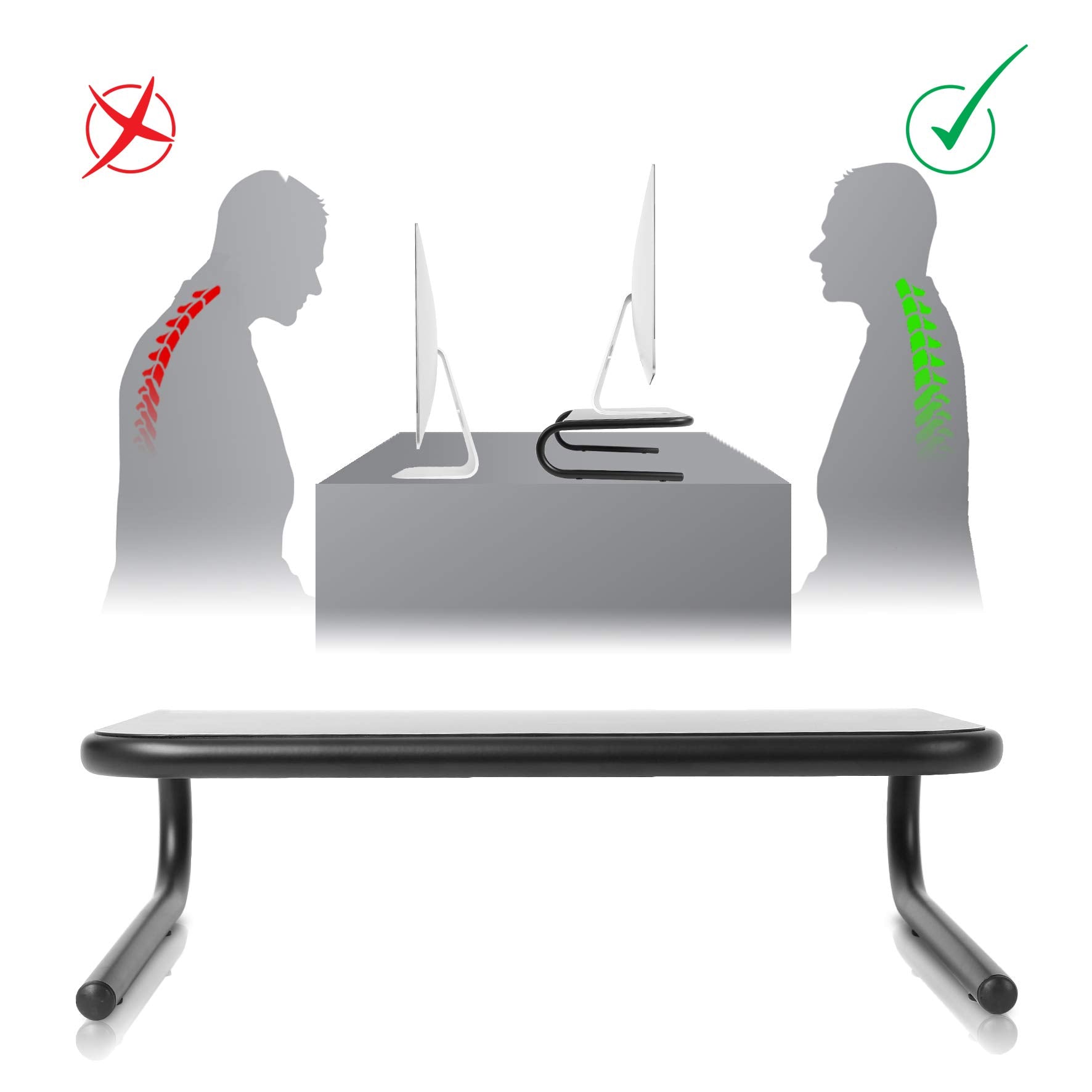 Duronic DM071 | Laptop und Bildschirmerhöhung für Schreibtische | 10 kg Kapazität | Ergonomische Monitorhalterung Schwarz | Monitorerhöhung 37 cm x 24 cm | Notebookständer | TV Ständer