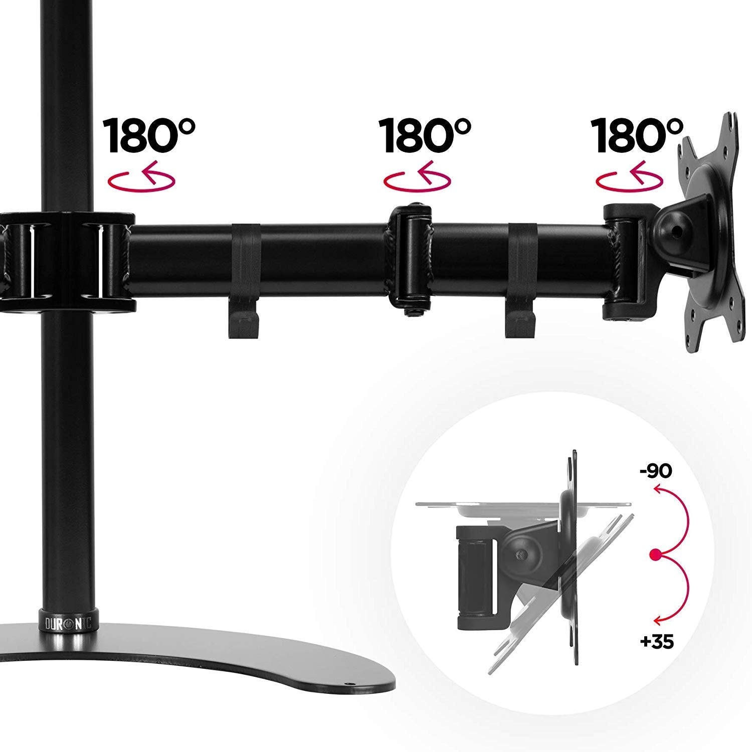 Duronic DM25D2 Monitor-Halterung 2 Monitore für 13-27 Zoll Flach & Curved Bildschirm-Halterung 8kg, Monitor Tischhalterung Höhenverstellbar Neigbar Schwenkbar Drehbar, Vesa halterung, Monitor-Arm