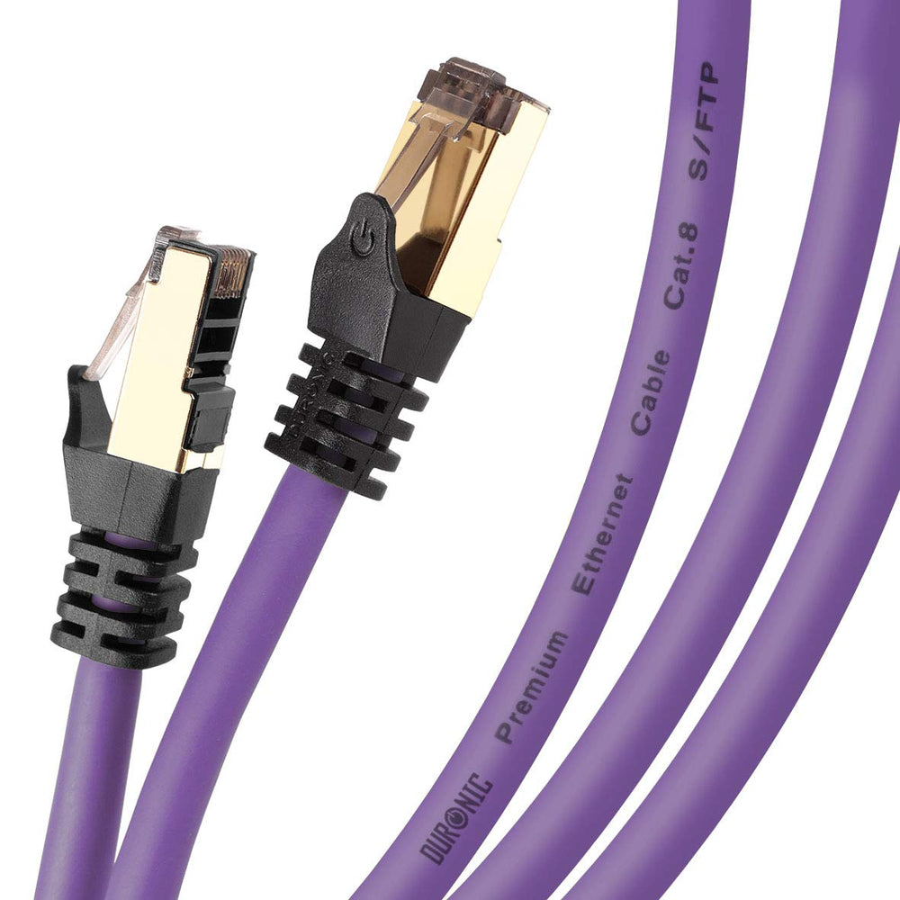 Duronic CAT8 PE 2 m Ethernet Netzwerkkabel | S/FTP Ethernet-Netzwerkkabel | Superschneller Patch-Ethernet-Kabel | Bis zu 2 GHz / 2000 MHz | RJ45-Anschlüsse | 40 Gigabit Datenübertragung
