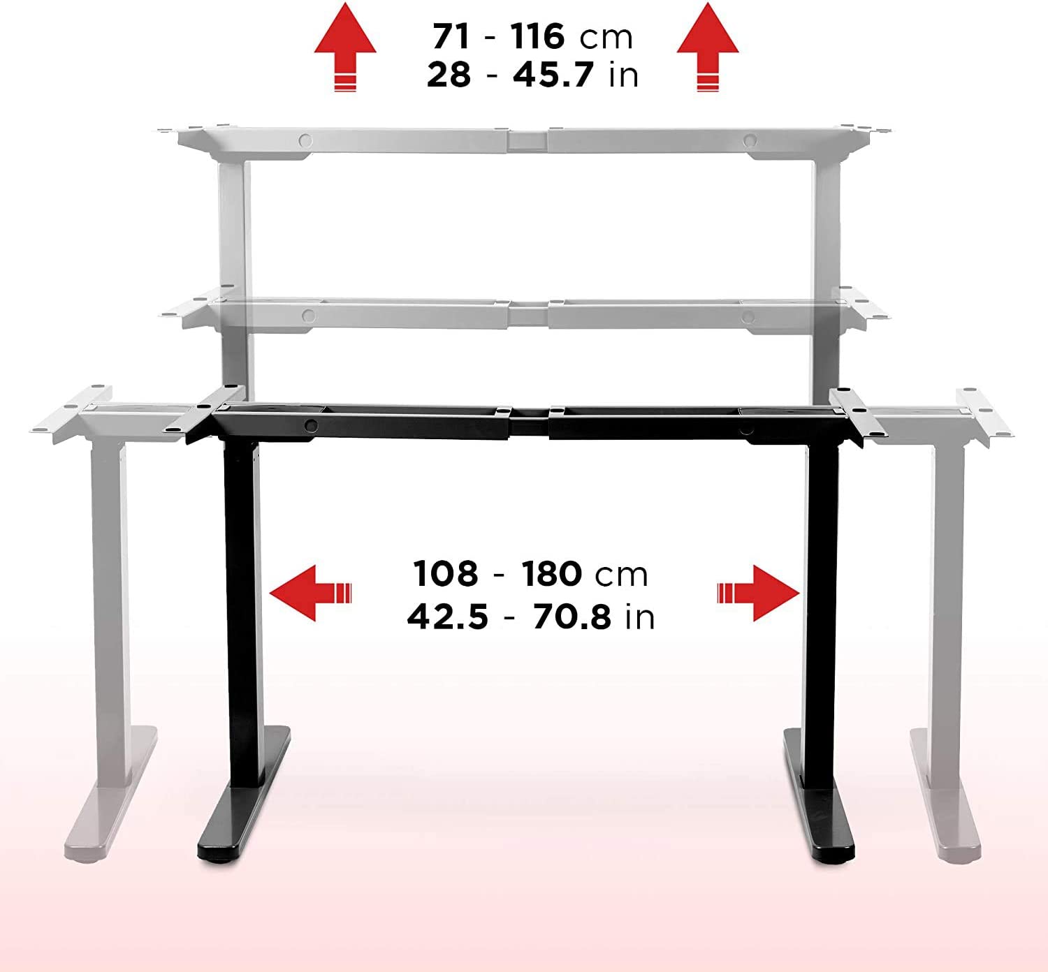 Duronic TM22 BK Schreibtisch Tischgestell | Elektrisch höhenverstellbar bis 116 cm | Gestell für Tischplatten bis 180 cm | Tischbein stufenlos 2 Motoren | 4 Memory Slots | Computertisch Home Office