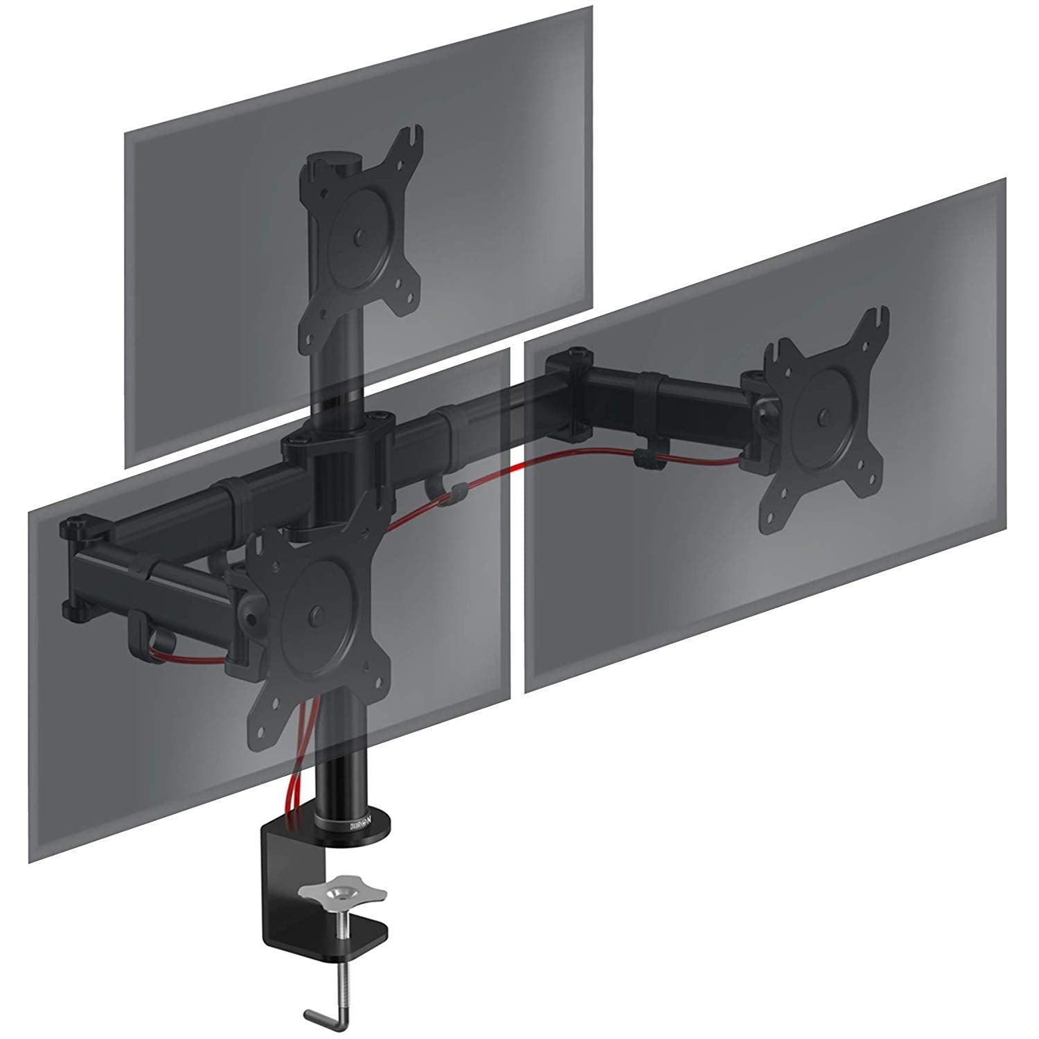 Duronic DM253 Monitor-Halterung 3 Monitore für 13-27 Zoll Flach & Curved Bildschirm-Halterung 8kg, Monitor Tischhalterung Höhenverstellbar Neigbar Schwenkbar Drehbar, Vesa halterung, Monitor-Arm