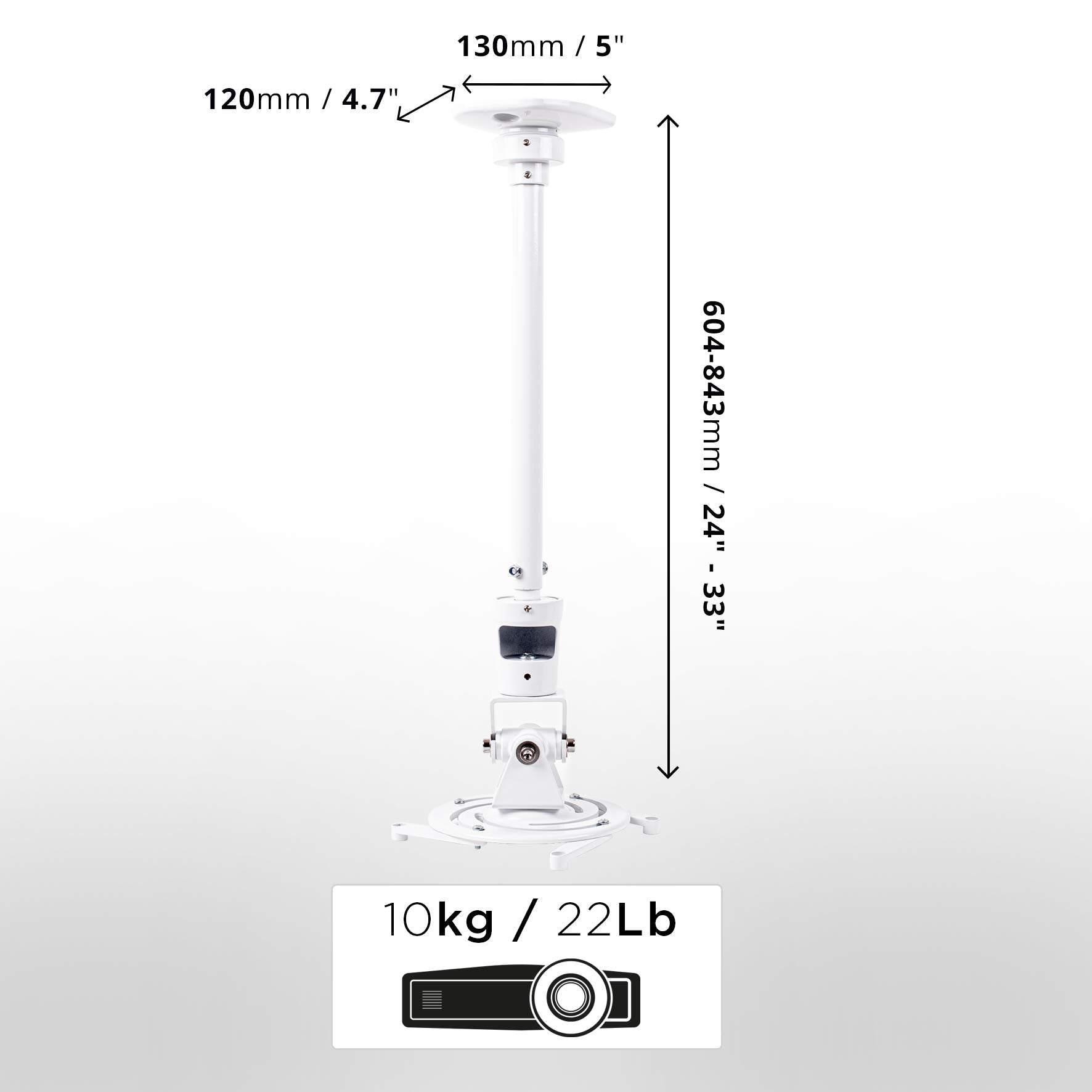 Duronic PB08XL Beamer Halterung | Projektor Deckenhalterung | Universal Wandhalterung | Halterung für Video-Projektor | drehbar und schwenkbar | Heimkino | Traglast bis zu 13,6 kg | 360° Rotation