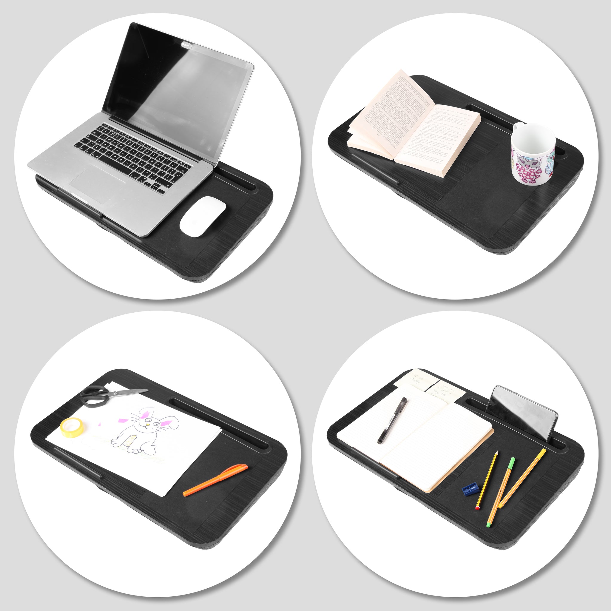 Duronic DML422 Laptopständer | Ergonomischer Laptop Tisch mit Kissen | Laptop Halterung mit Schaumstoffkissenstütze |Große Plattform mit integriertem Griff | Ideal für Bett, Sofa, Auto
