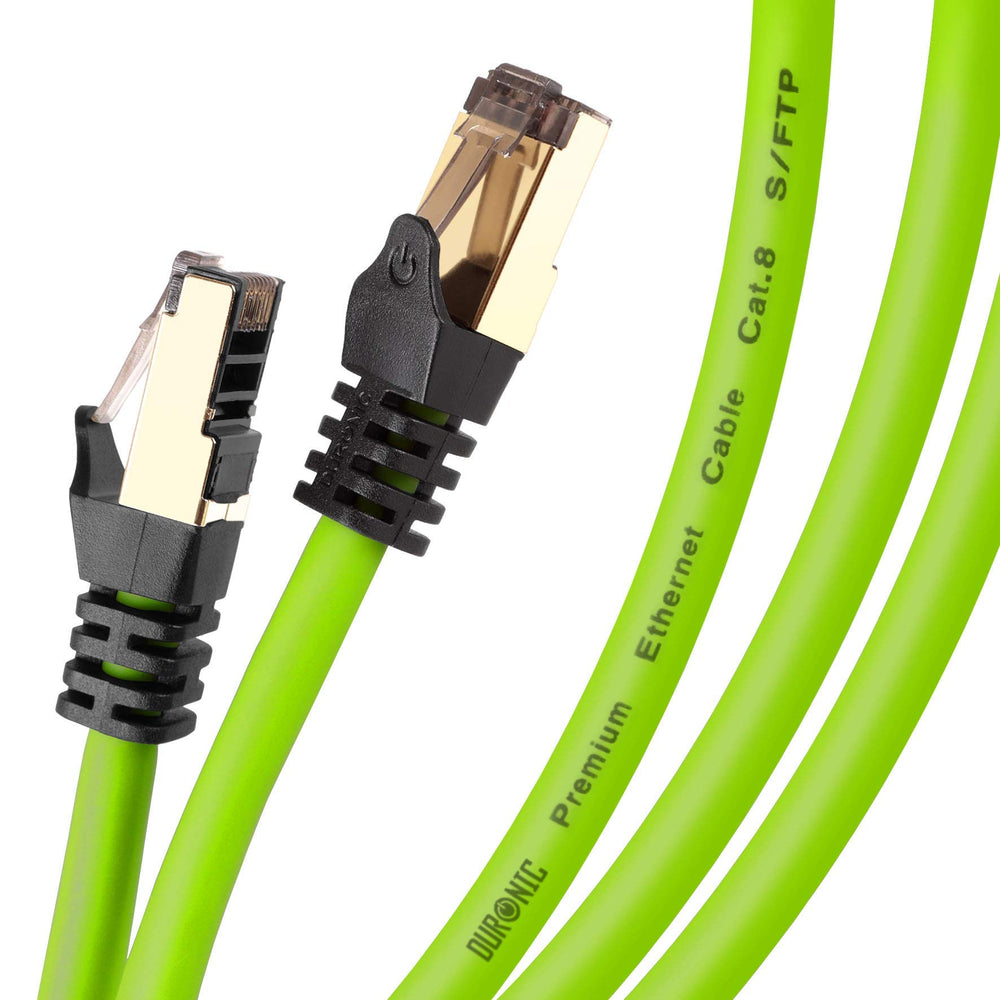 Duronic CAT8 GN 1 m Ethernet Netzwerkkabel | S/FTP Ethernet-Netzwerkkabel | Superschneller Patch-Ethernet-Kabel | Bis zu 2 GHz / 2000 MHz | RJ45-Anschlüsse | 40 Gigabit Datenübertragung