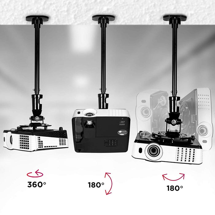 Duronic PB02XL Beamer Halterung | Projektor Deckenhalterung | Universal Wandhalterung | Halterung für Video-Projektor | drehbar und schwenkbar | Heimkino | Traglast bis zu 10 kg | 360° Rotation