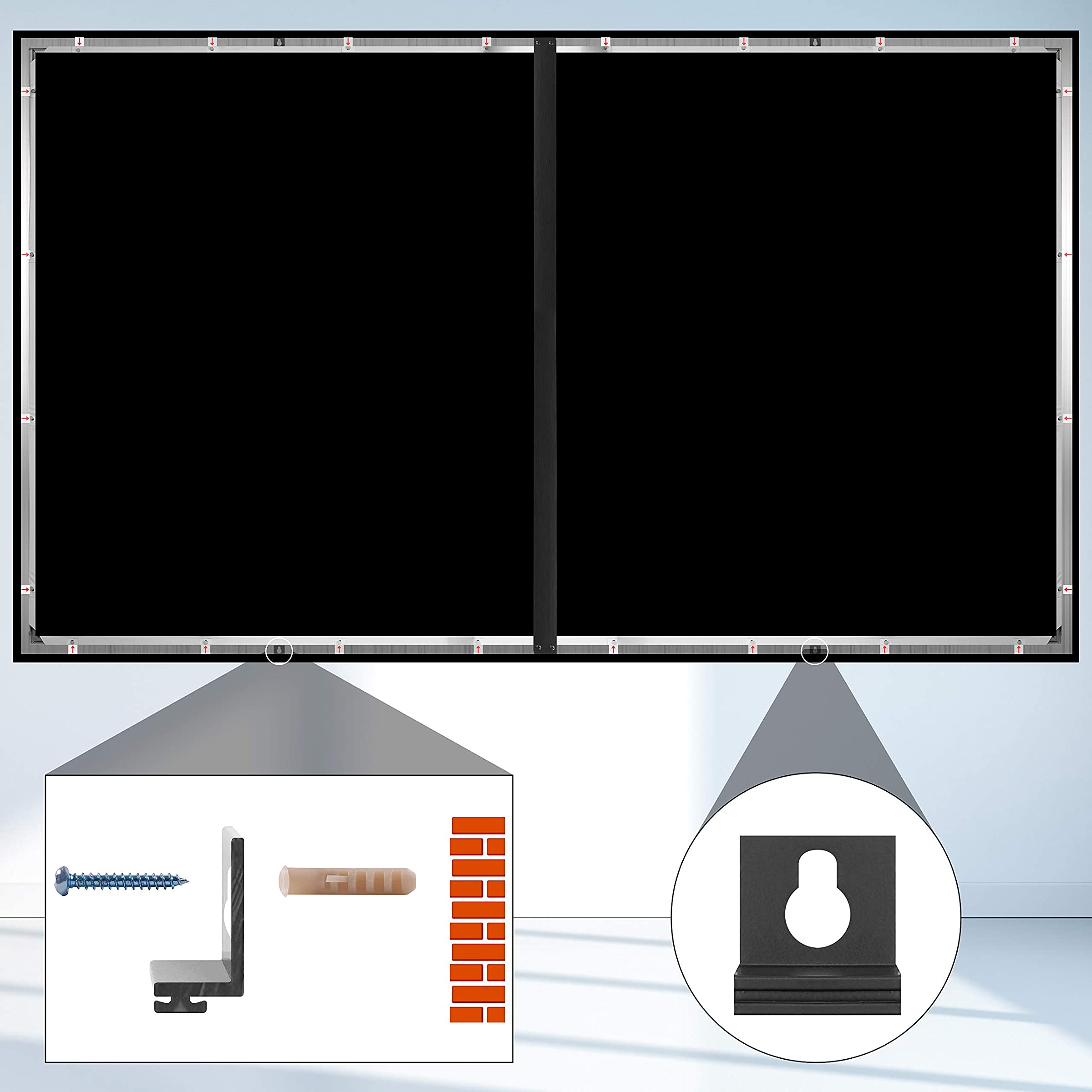 Duronic FFPS133 Leinwand | 16:9 Beamer Screen | 133 Zoll | 306 x 166 cm | Projektorleinwand für Wandmontage | Heimkino mit 4K Full HD 3D | Projektionsleinwand für Gaming, Büro, Präsentationen, Schule