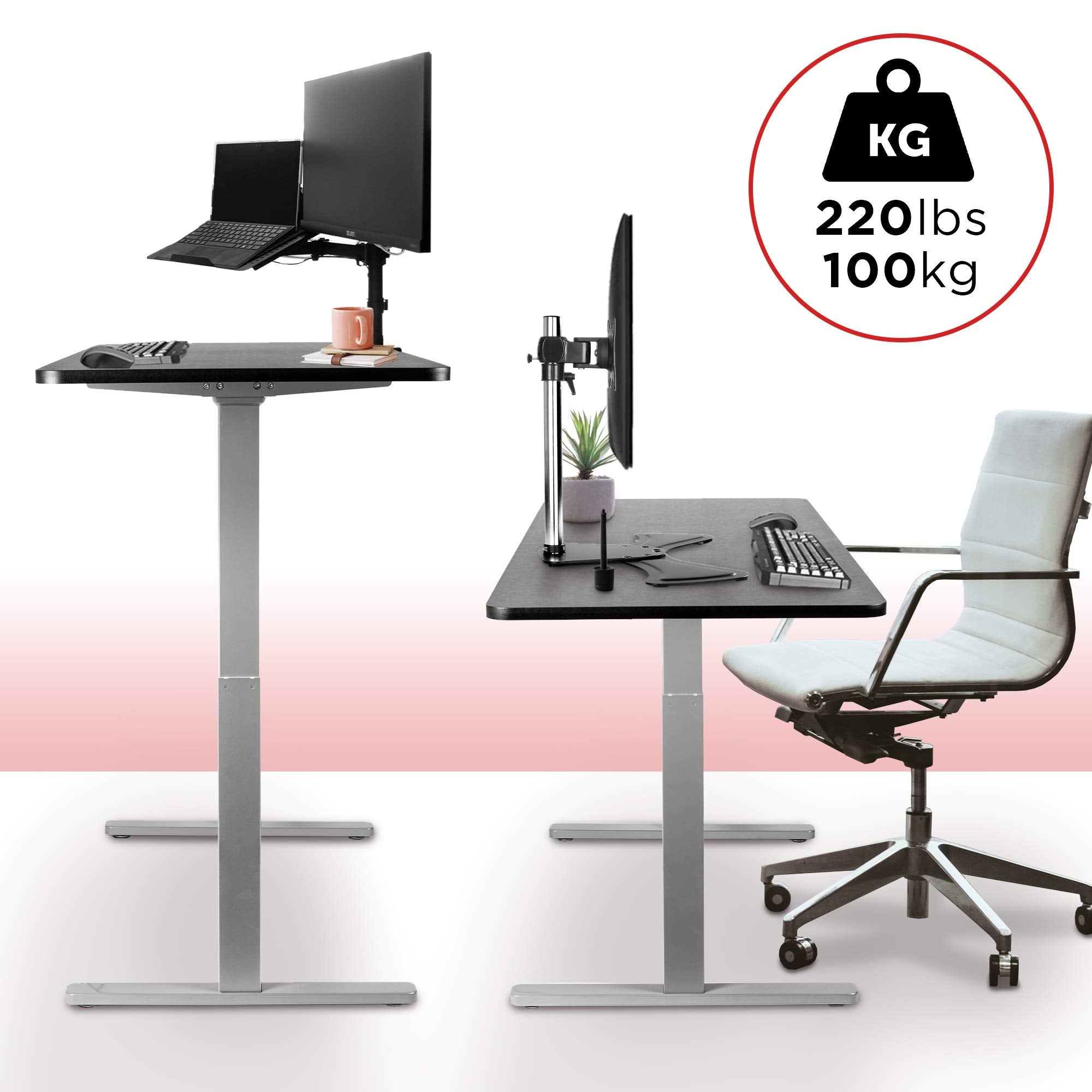 Duronic TM22 GY Schreibtisch Tischgestell | Elektrisch höhenverstellbar bis 116 cm | Gestell für Tischplatten bis 180 cm | Tischbein stufenlos 2 Motoren | 4 Memory Slots | Computertisch Home Office