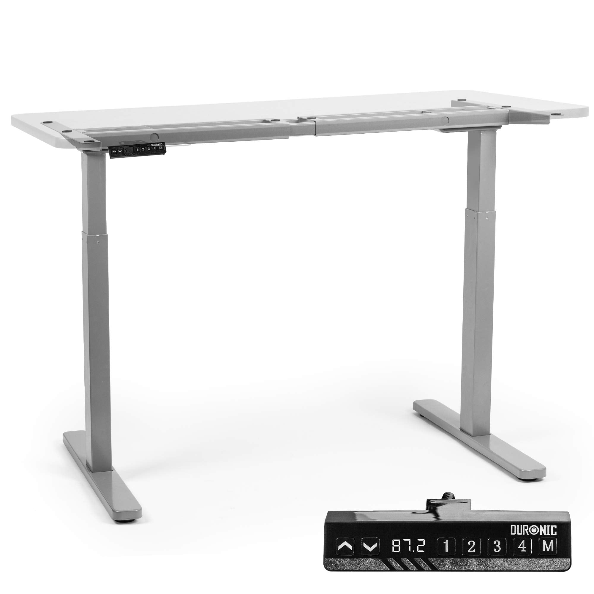 Duronic TM22 GY Schreibtisch Tischgestell | Elektrisch höhenverstellbar bis 116 cm | Gestell für Tischplatten bis 180 cm | Tischbein stufenlos 2 Motoren | 4 Memory Slots | Computertisch Home Office