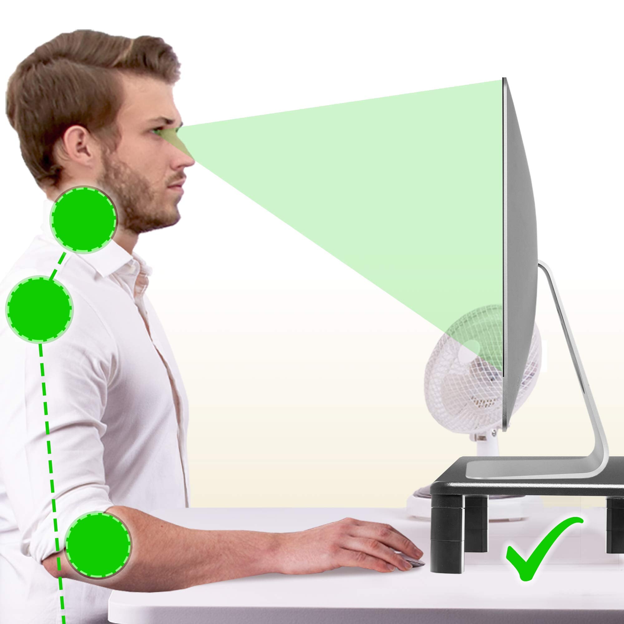 Duronic DM055 Monitorständer | 40 x 28 cm Fläche | Bis 10 kg | 4 bis 15 cm höhenverstellbar | Bildschirmständer mit Handyhalterung | Schreibtischaufsatz Monitor und Laptop | Bildschirmerhöhung LCD LED