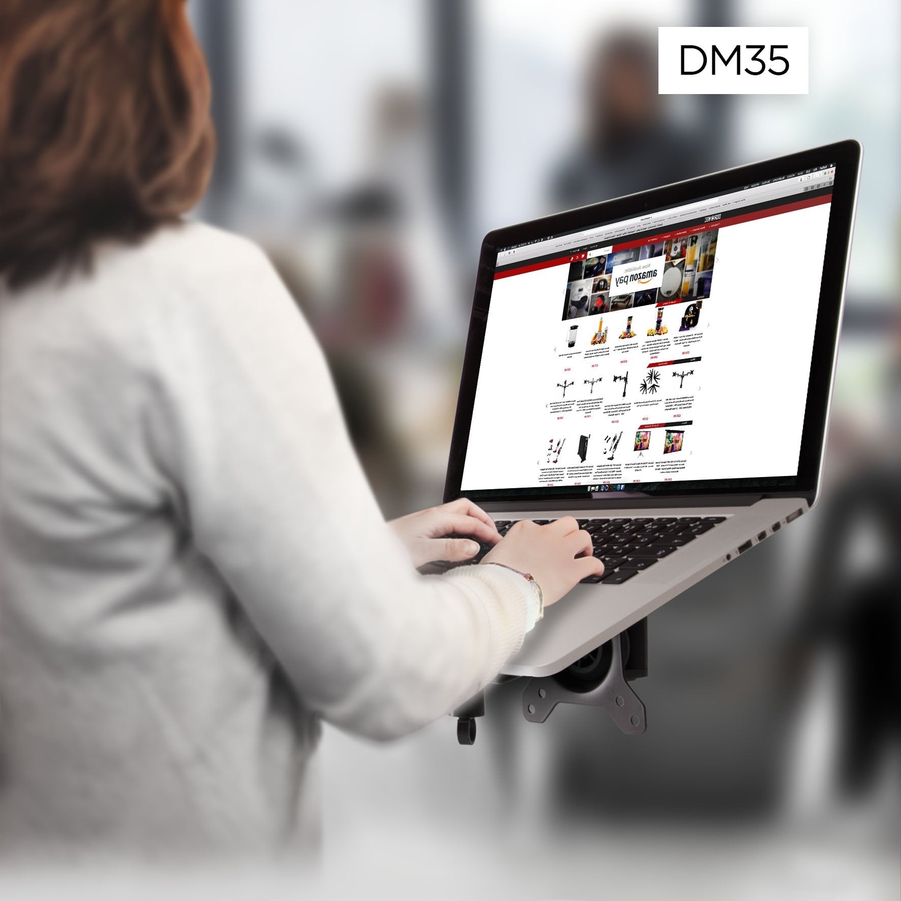 Duronic DML1 BK Laptophalterung | Fläche 32x24,2cm | Belastbarkeit 8kg | Laptopständer für Minitorhalter | VESA Standard | Kompatibel mit Duronic Monitorständer | Antirutsch Pads | Vertikale Montage