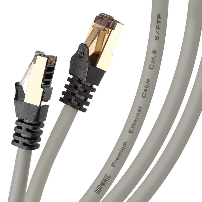 Duronic CAT8 GY 5 m Ethernet Netzwerkkabel | S/FTP Ethernet-Netzwerkkabel | Superschneller Patch-Ethernet-Kabel | Bis zu 2 GHz / 2000 MHz | RJ45-Anschlüsse | 40 Gigabit Datenübertragung