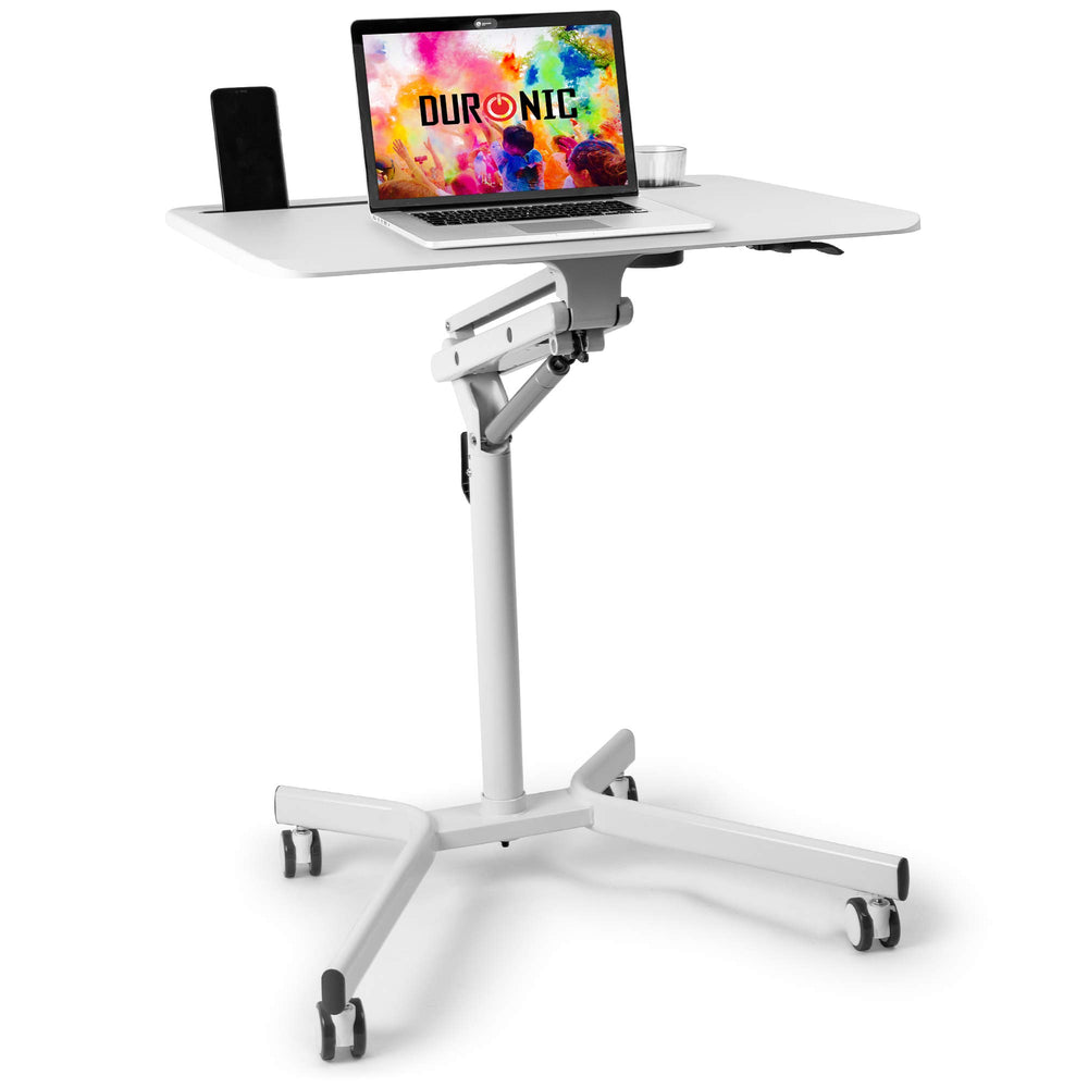 Duronic WPS57 Sitz-Steh-Schreibtisch | Ergonomischer Schreibtisch mit Tablet und Becherhalterung | 70x52cm Plattform | 10 kg Kapazität | Höheneinstellbar Mehrzweck- Schreibtisch