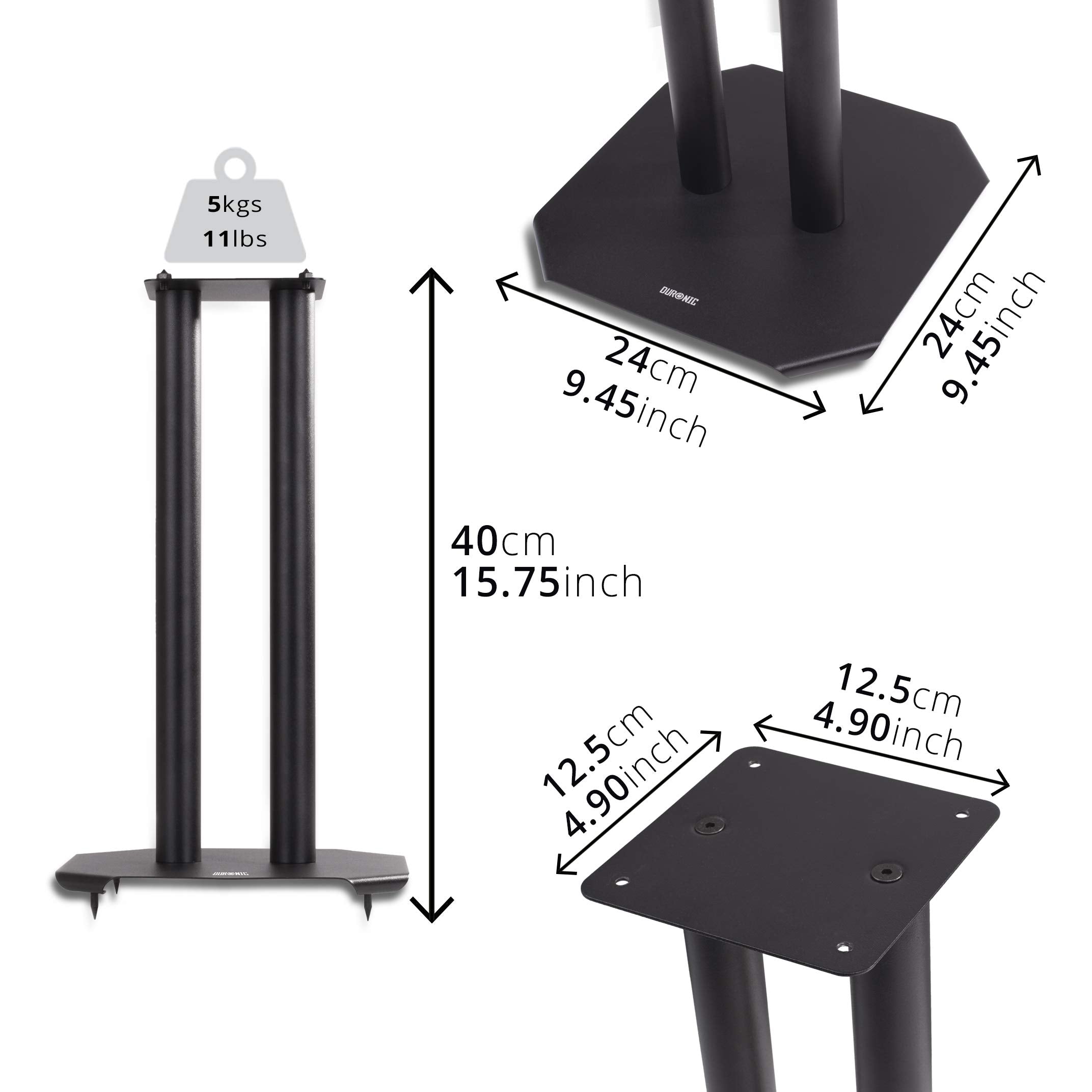 Duronic SPS1022 40 Lautsprecherständer | 40 cm hoher Ständer für Lautsprecher und Boxen bis 5 kg | 2er-Set Universal Boxenständer aus Metall | HiFi Monitor Stative | Heimkino Surround Sound