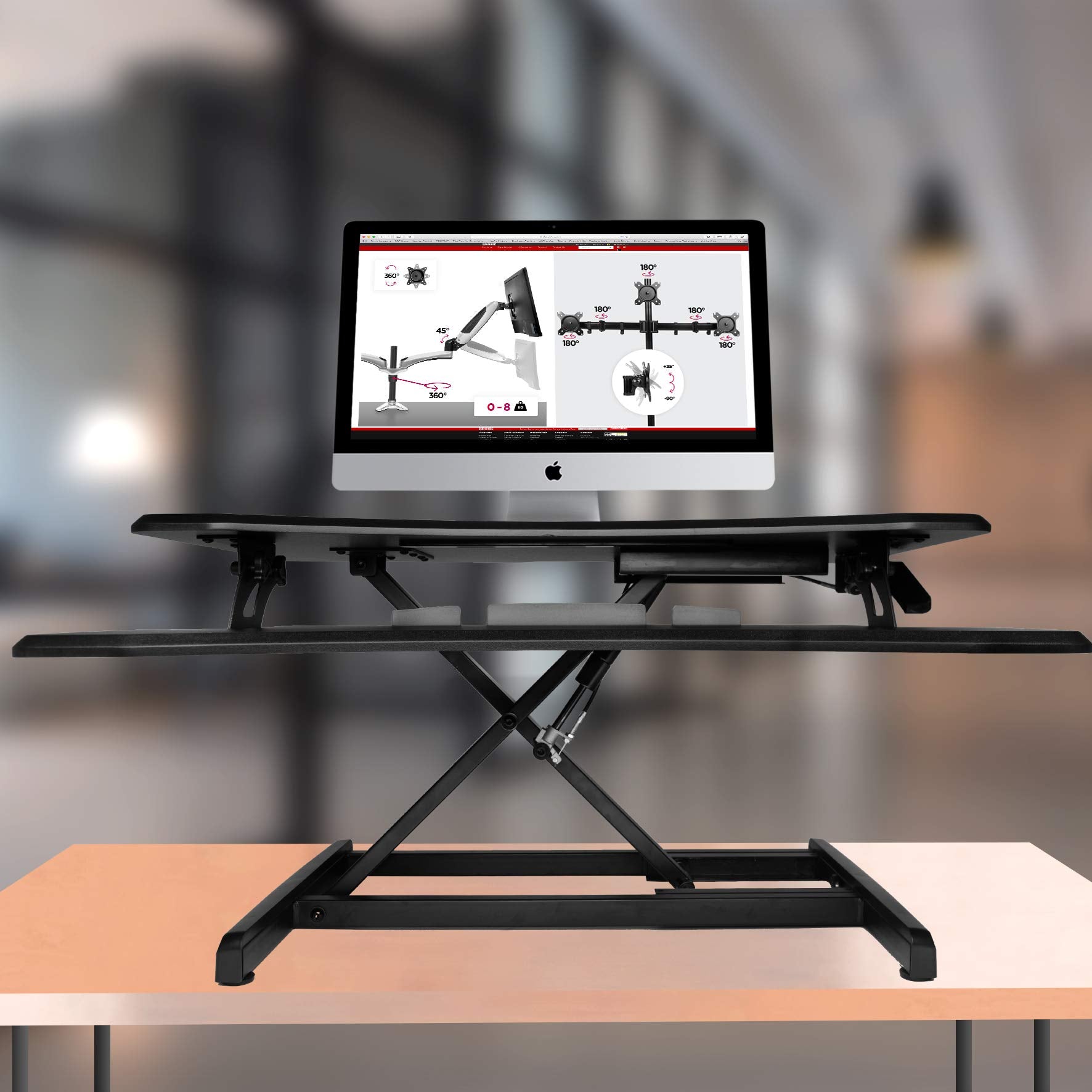 Duronic DM05D16 Computertisch | Workstation 76 x 49 cm mit Tastaturablage | Schreibtischaufsatz höhenverstellbar 12 - 43 cm | Stehpult für PC, Laptop und Smartphone | Sitz-Steh Schreibtisch bis 10 kg