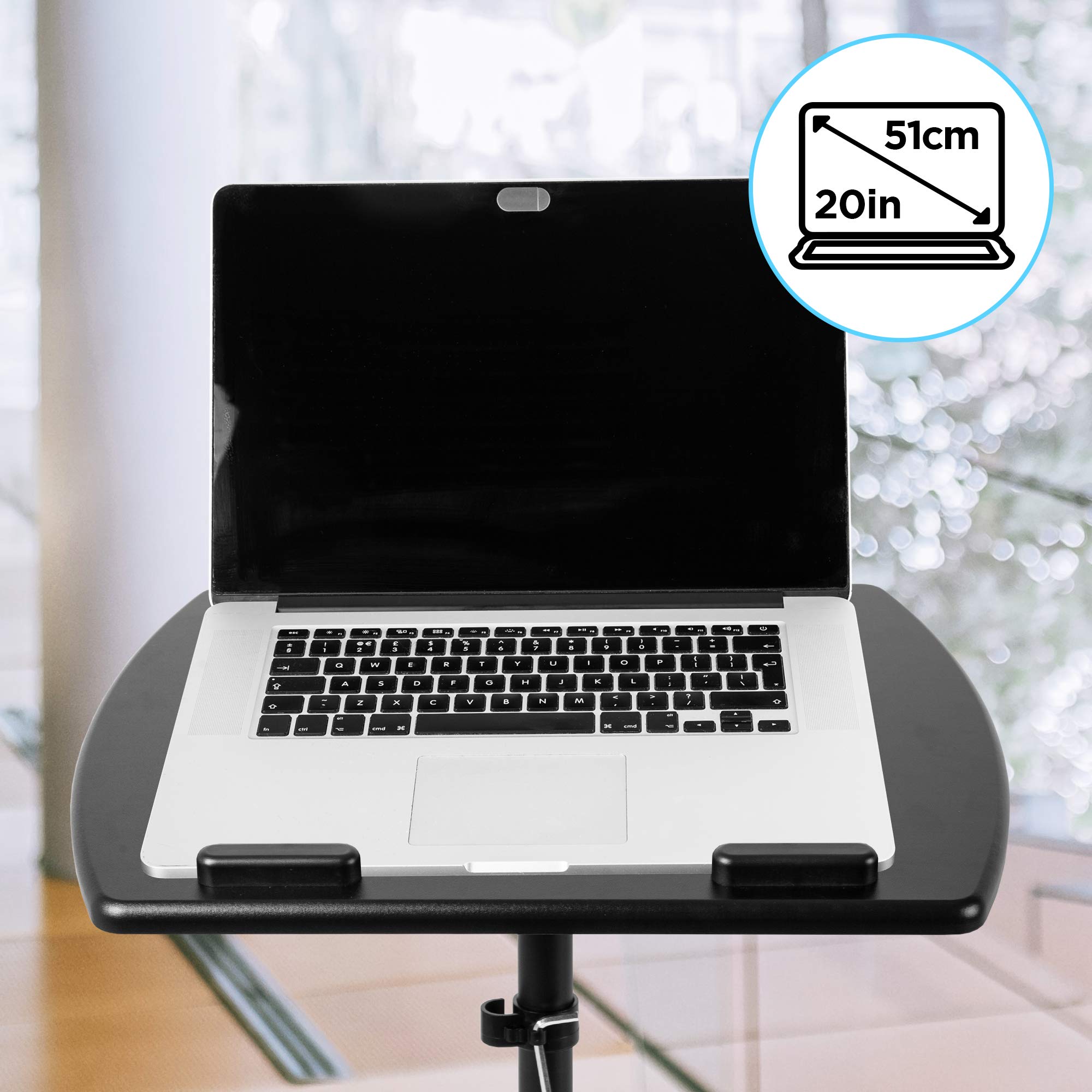 Duronic WPS27 Arbeitstisch | Laptoptisch 50 x 40 cm bis 10 kg | Computertisch mit Rollen | Höhenverstellbarer Projektortisch für Beamer | Sitz-Stehtisch Schreibtisch Rolltisch Beistelltisch Sofatisch