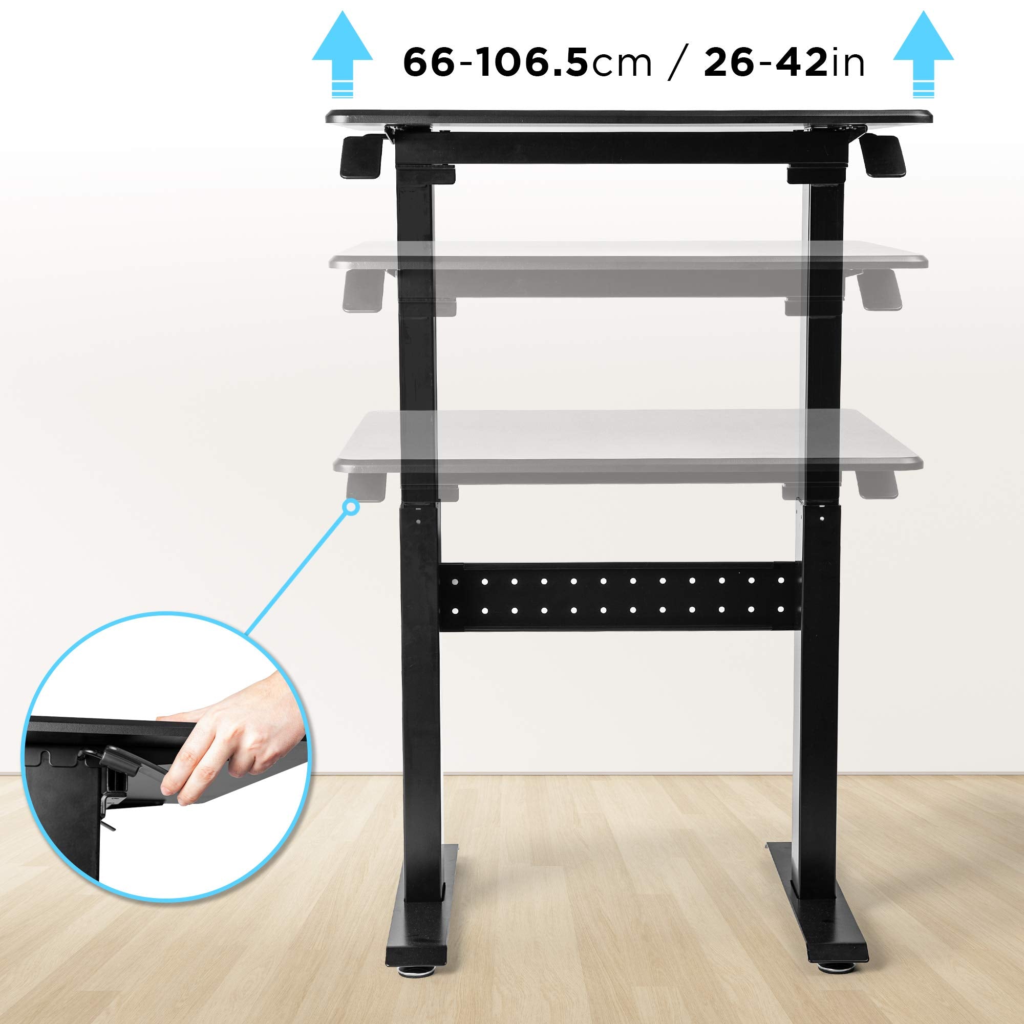 Duronic TM04F Höhenverstellbarer Schreibtisch | 71x56cm Plattform | Einstellbare Höhe 72-114cm | 15kg Kapazität | Sitz-Steh-Schreibtisch für zuhause und Büro | Ergonomischer Merzweckschreibtisch