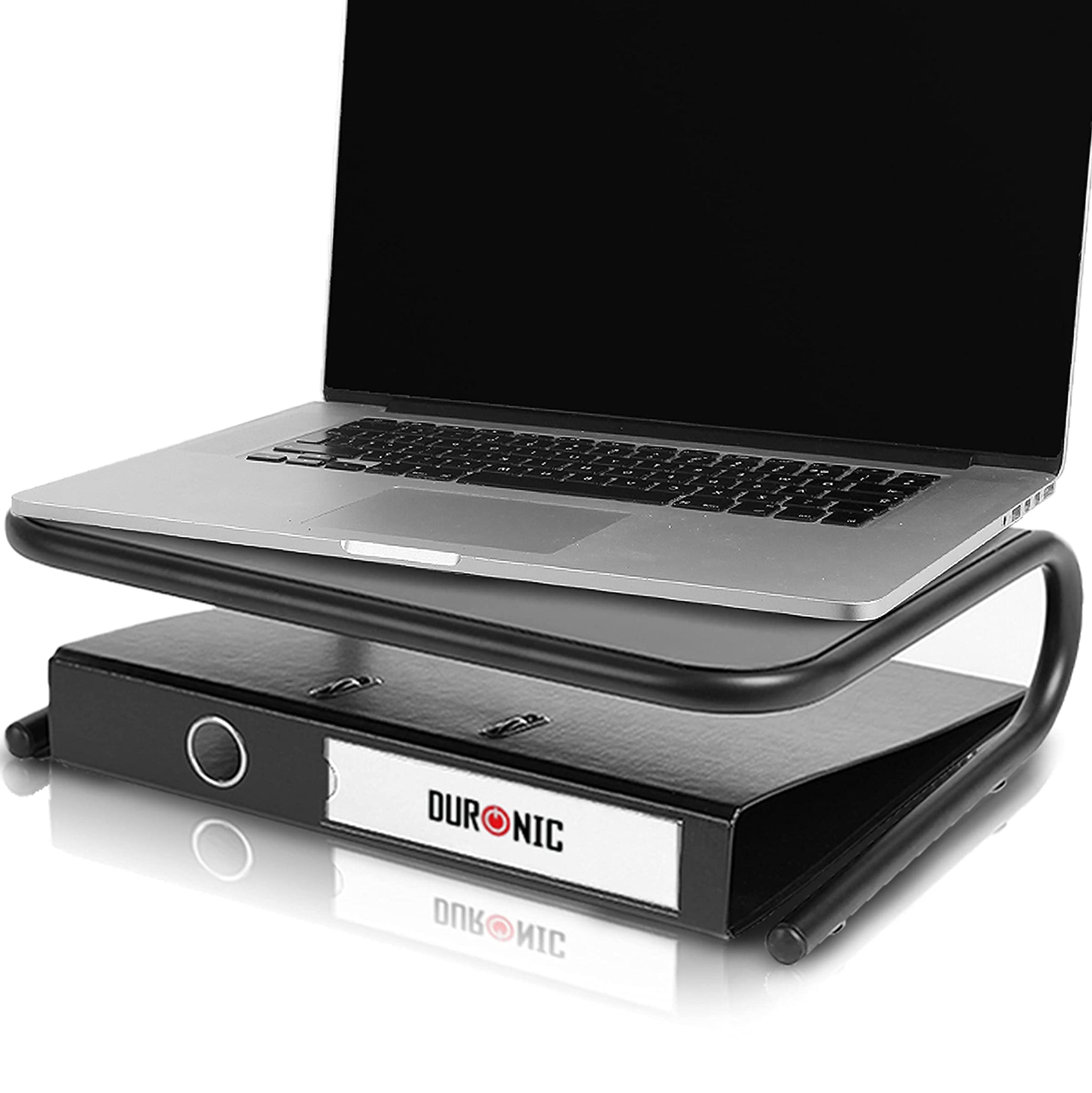 Duronic DM071 | Laptop und Bildschirmerhöhung für Schreibtische | 10 kg Kapazität | Ergonomische Monitorhalterung Schwarz | Monitorerhöhung 37 cm x 24 cm | Notebookständer | TV Ständer