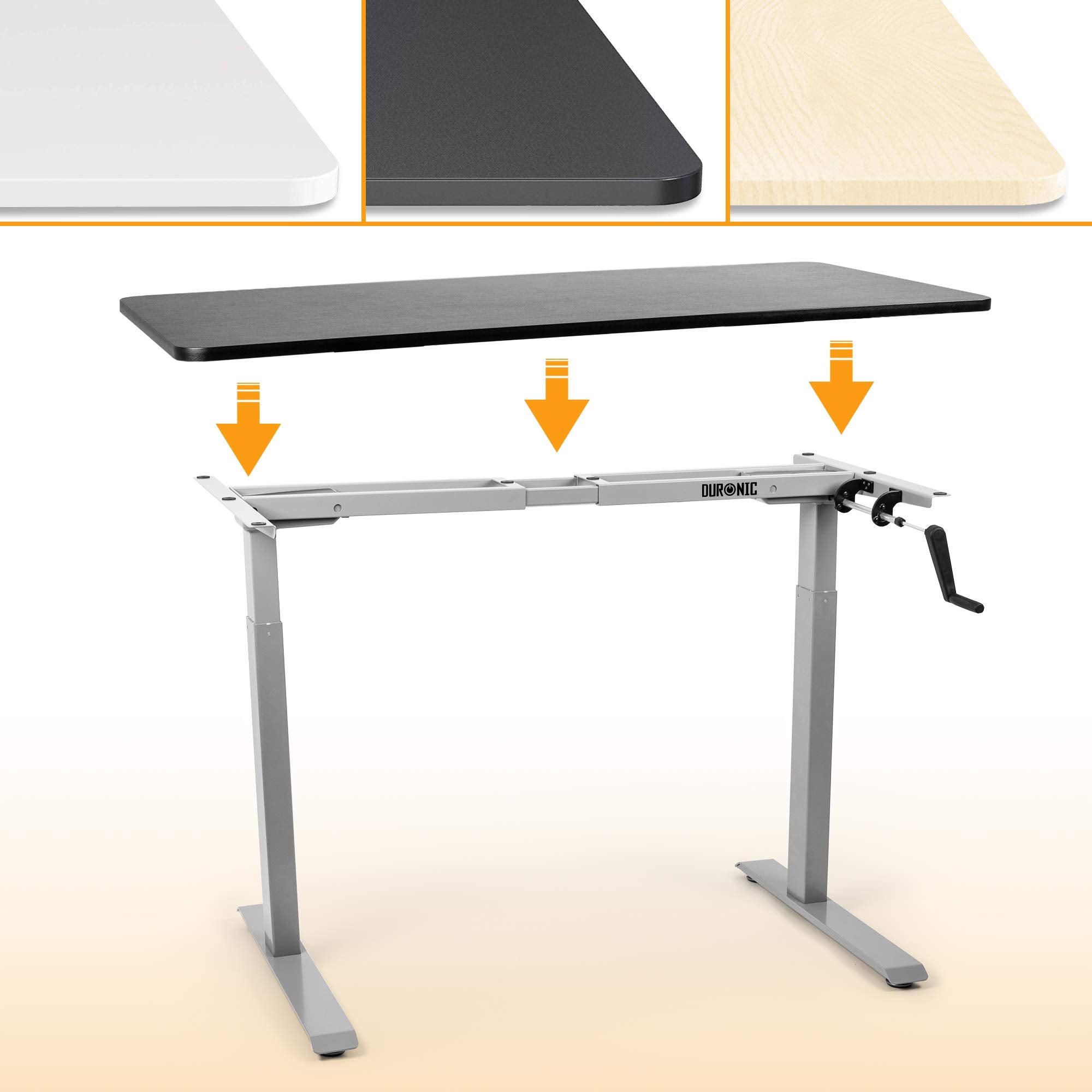 Duronic TM00 GY Schreibtisch Tischgestell | Manuell höhenverstellbar bis 116 cm | Gestell für Tischplatten bis 160 cm | Tischbein stufenlos einstellbar mit Handkurbel | Computertisch Home Office