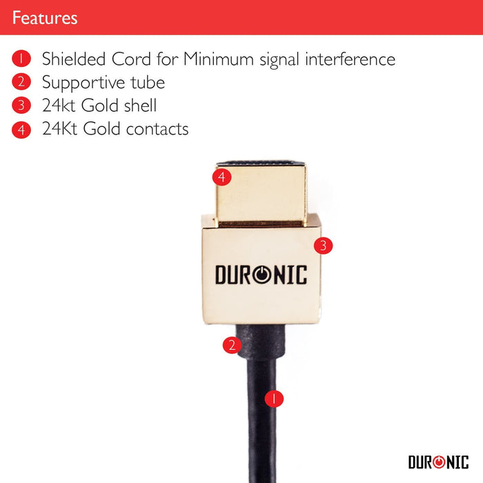Duronic HDC02 HDMI-Kabel 1,5m - 24k Goldkontakte - High-Speed HDMI V1.4 für HD 1080p Auflösung - Für PS5 und BluRay