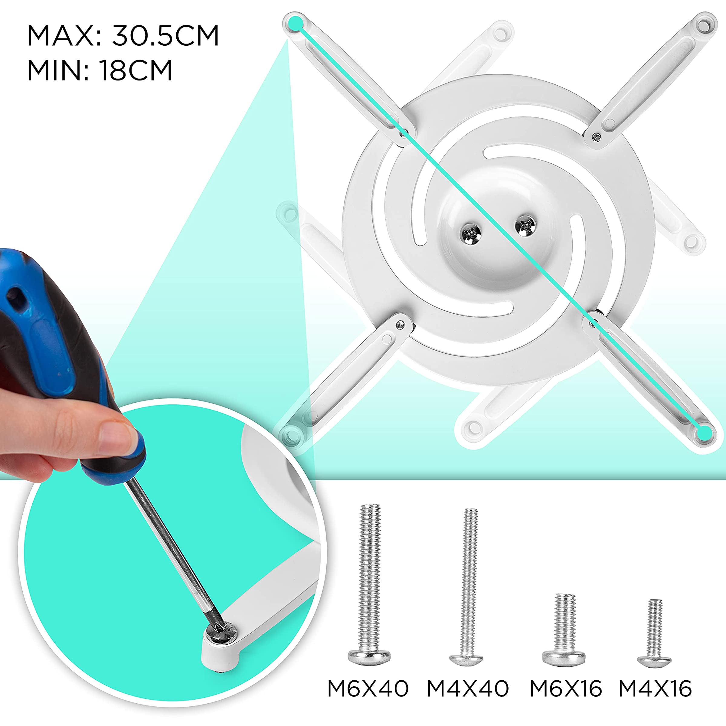 Duronic PB07XB Beamer Halterung | Projektor Halterung | Universal Wandhalterung | Halterung für Video-Projektor | drehbar und schwenkbar | Heimkino | Traglast bis zu 10 kg | 360° Rotation