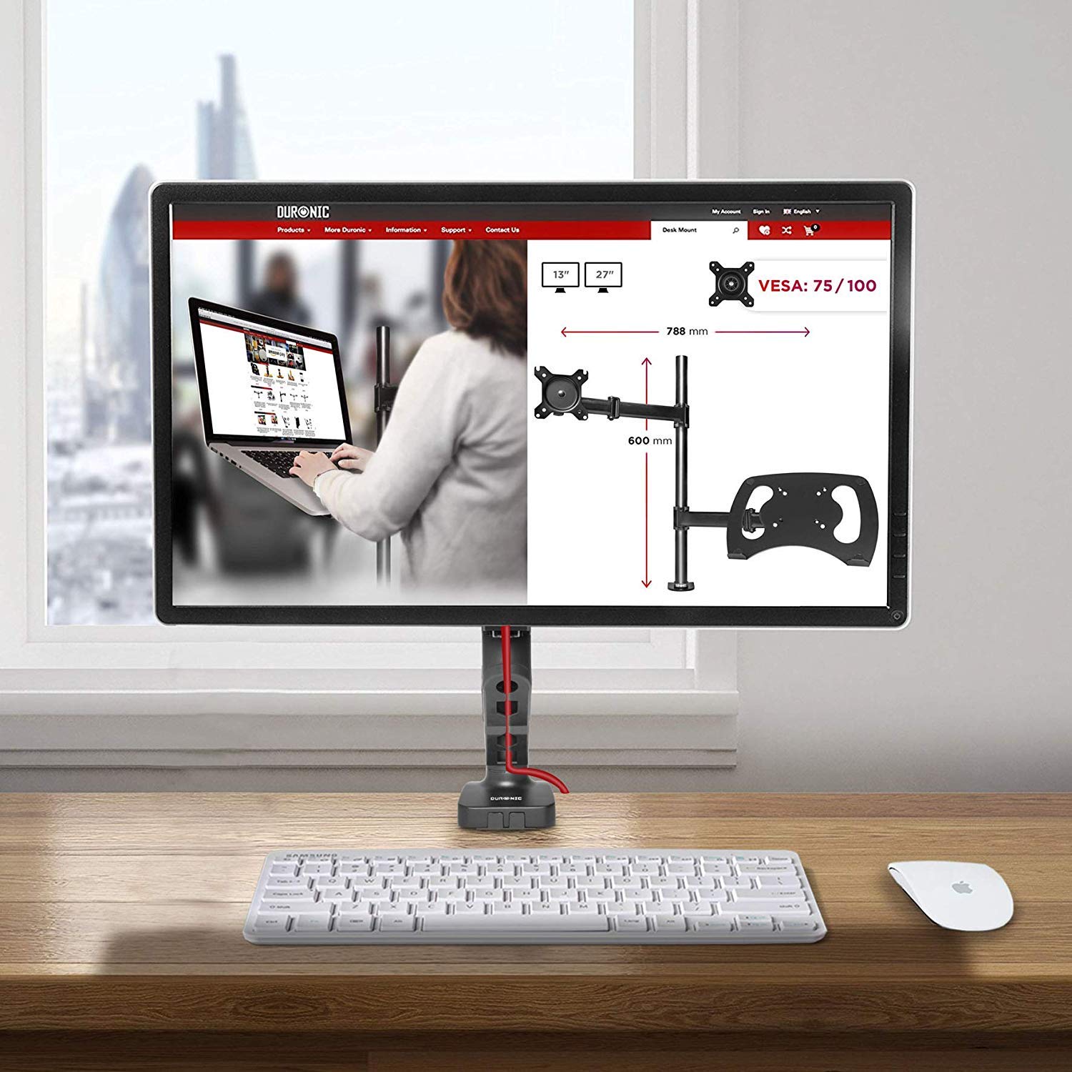 Duronic DMDC5X1 Monitorhalterung | Tischhalterung | Bildschirmhalterung | Monitorarm mit Gasdruckfeder | LCD/LED Computer (Neigung + 90 ° | -45 ° | Schwenkung 180 ° | Rotation 360 °)