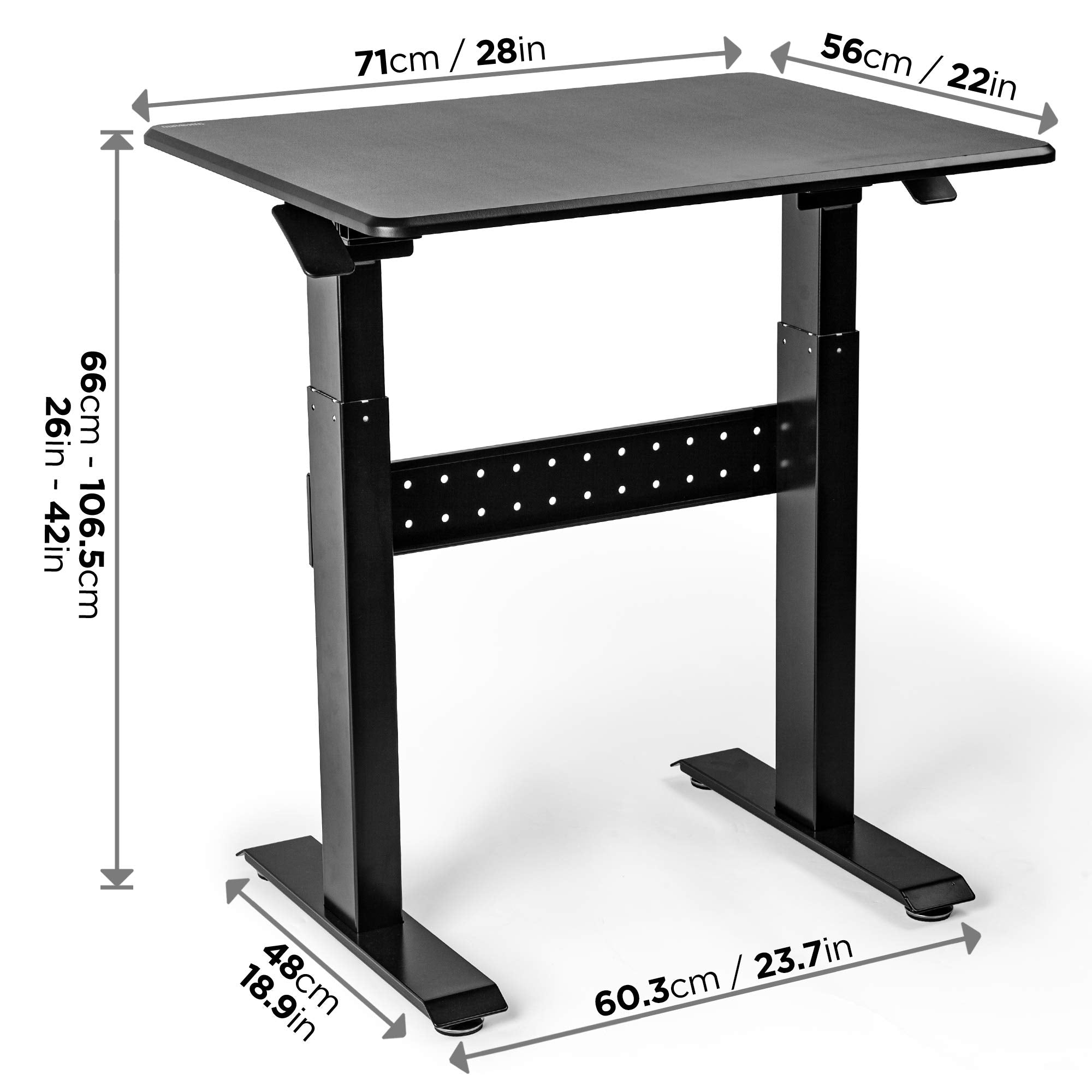 Duronic TM04F Höhenverstellbarer Schreibtisch | 71x56cm Plattform | Einstellbare Höhe 72-114cm | 15kg Kapazität | Sitz-Steh-Schreibtisch für zuhause und Büro | Ergonomischer Merzweckschreibtisch