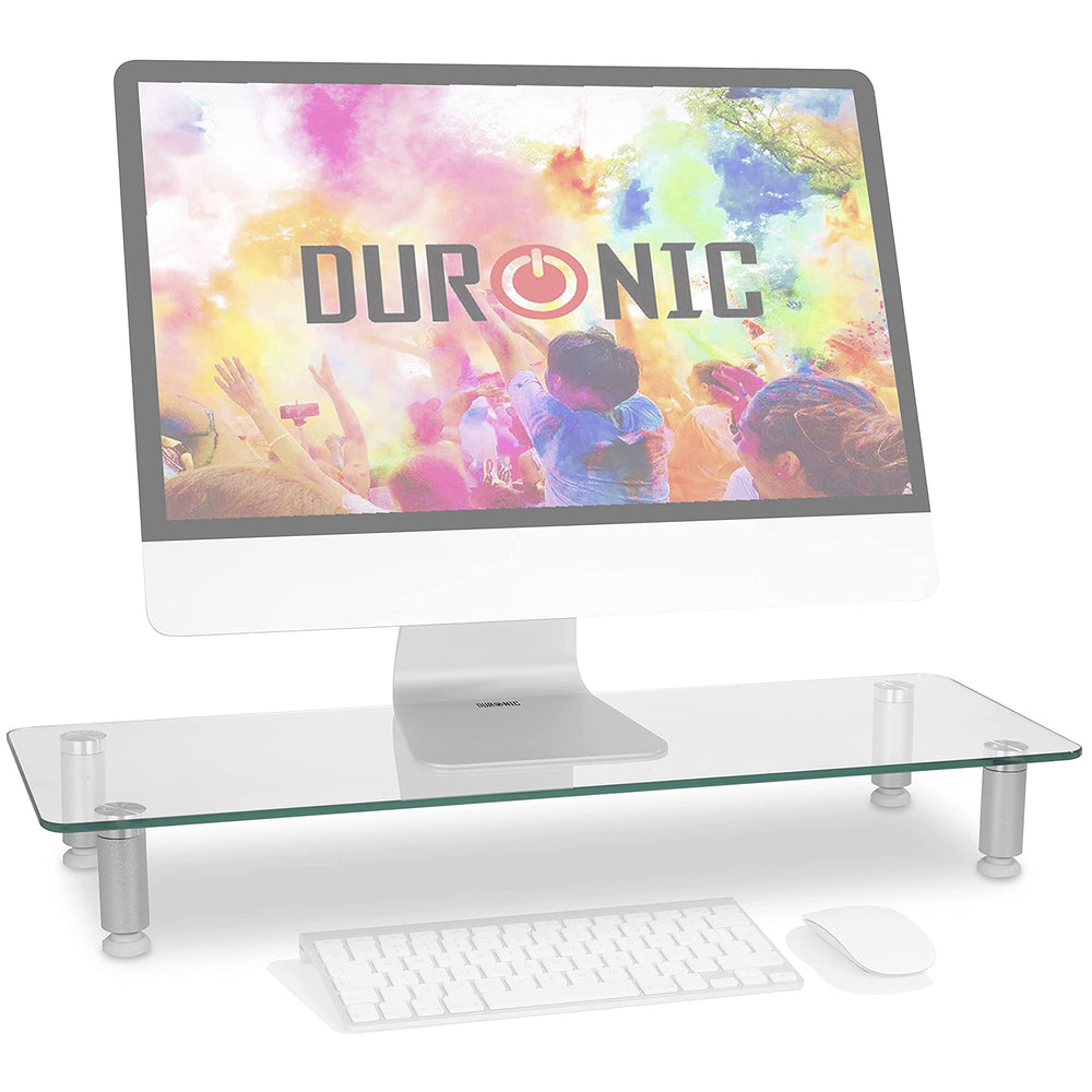 Duronic DM052-3 Monitorständer | 70 x 24 cm transparente Glasplatte | Bis 20 kg | Ergonomischer Bildschirmständer Schreibtisch | Schreibtischaufsatz Monitor und Laptop | Bildschirmerhöhung LCD LED TV