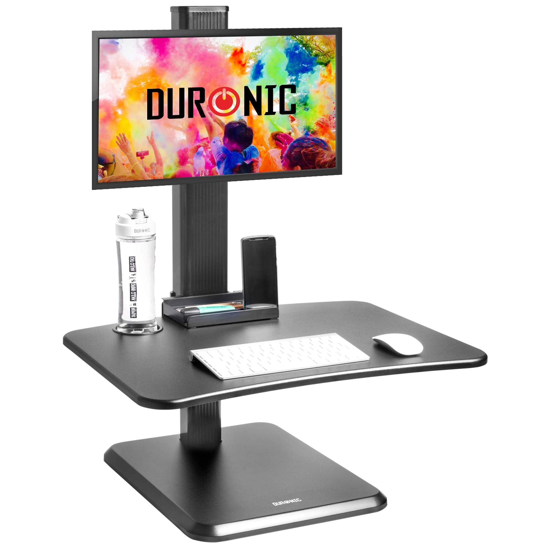 Duronic DM05D14 Schreibtischaufsatz mit Monitorhalterung | Computertisch 65 x 51 cm | Workstation höhenverstellbar 7 - 44 cm | Stehpult für Bildschirm, Smartphone und Tastaturablage | Display bis 8 kg