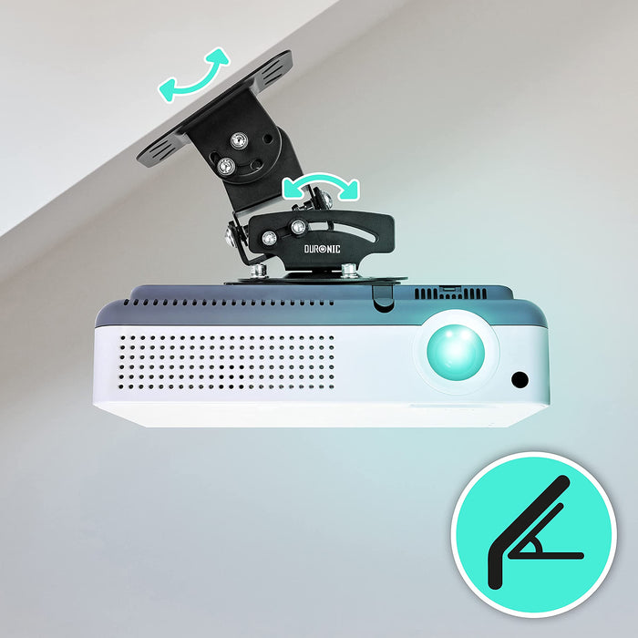 Duronic PB03XB Beamerhalterung - Projektor Deckenhalterung - Universal Beamer Wandhalterung - Halterung für Video-Projektor - drehbar und schwenkbar - Heimkino - Bis 13,6 kg - 360° Rotation - Schwarz