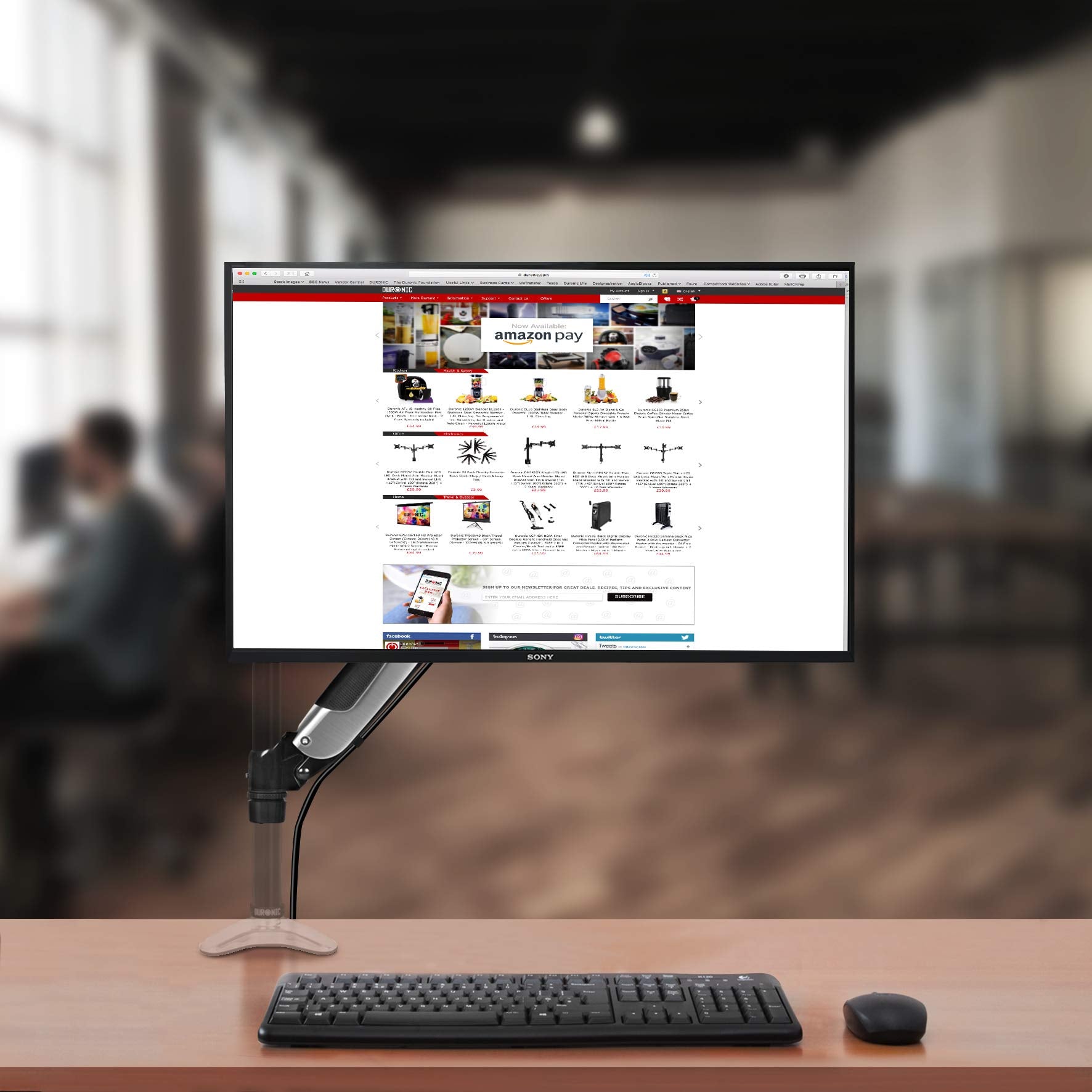 Duronic DML6S1 Kompletter Monitorarm | kompatibel mit DM65 Monitorhalterungen | Tischhalterungen | Vertikale On-The-Fly-Einstellung | Ermöglicht das Hinzufügen von Bildschirm oder Zubehör