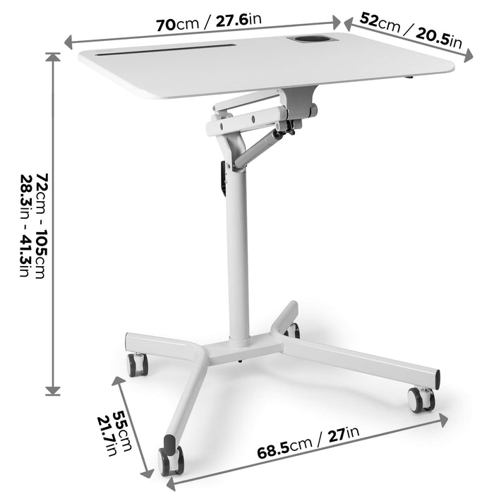 Duronic WPS57 Sitz-Steh-Schreibtisch | Ergonomischer Schreibtisch mit Tablet und Becherhalterung | 70x52cm Plattform | 10 kg Kapazität | Höheneinstellbar Mehrzweck- Schreibtisch