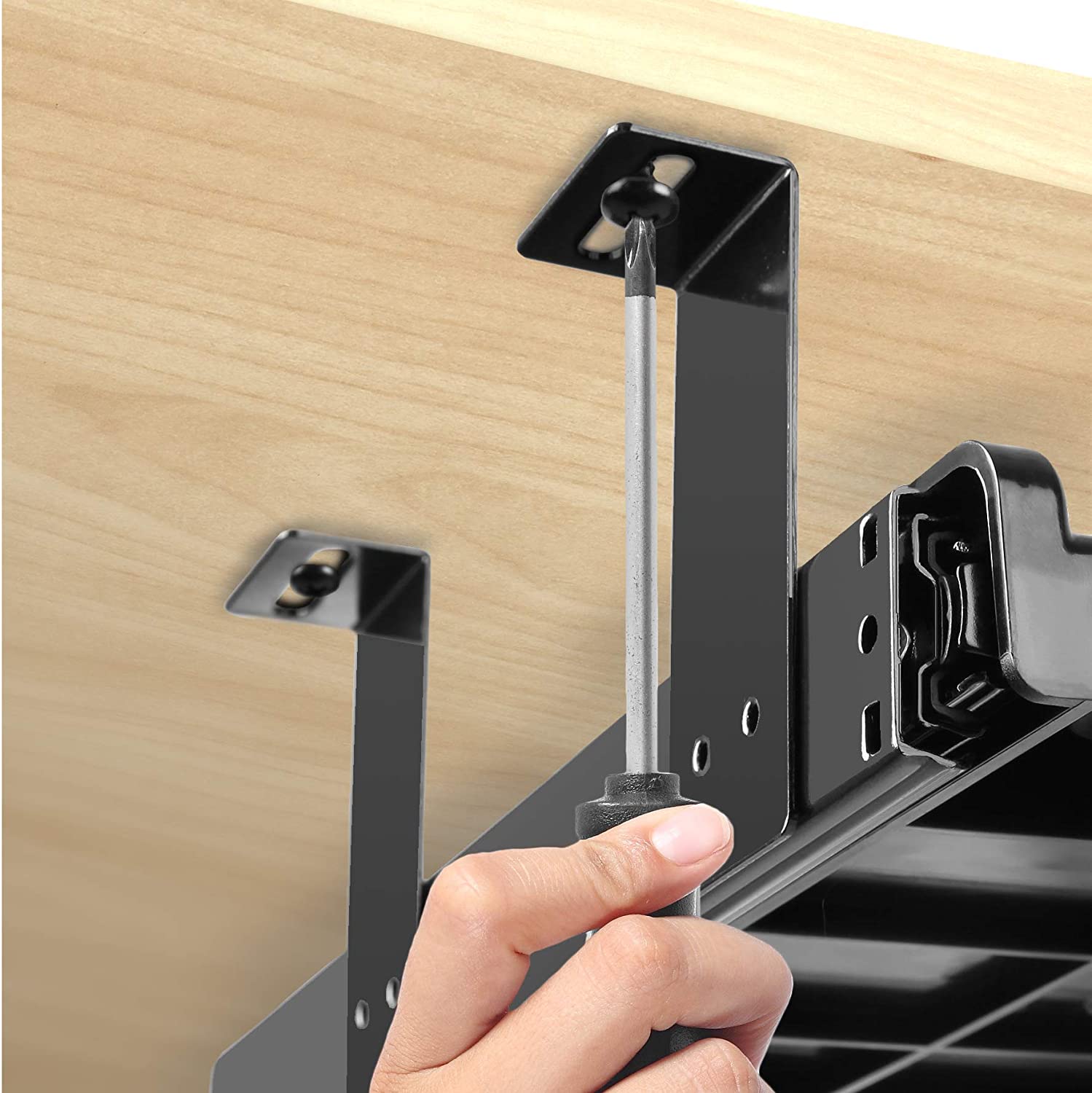 Duronic DKTSX2 Tastaturplattform | Unter Schreibtischschublade für Tastatur und Maus | Aufsteckbares Tastaturfach | Ergonomische Workstation-Lösung | Ausziehbar | Einfache Montage