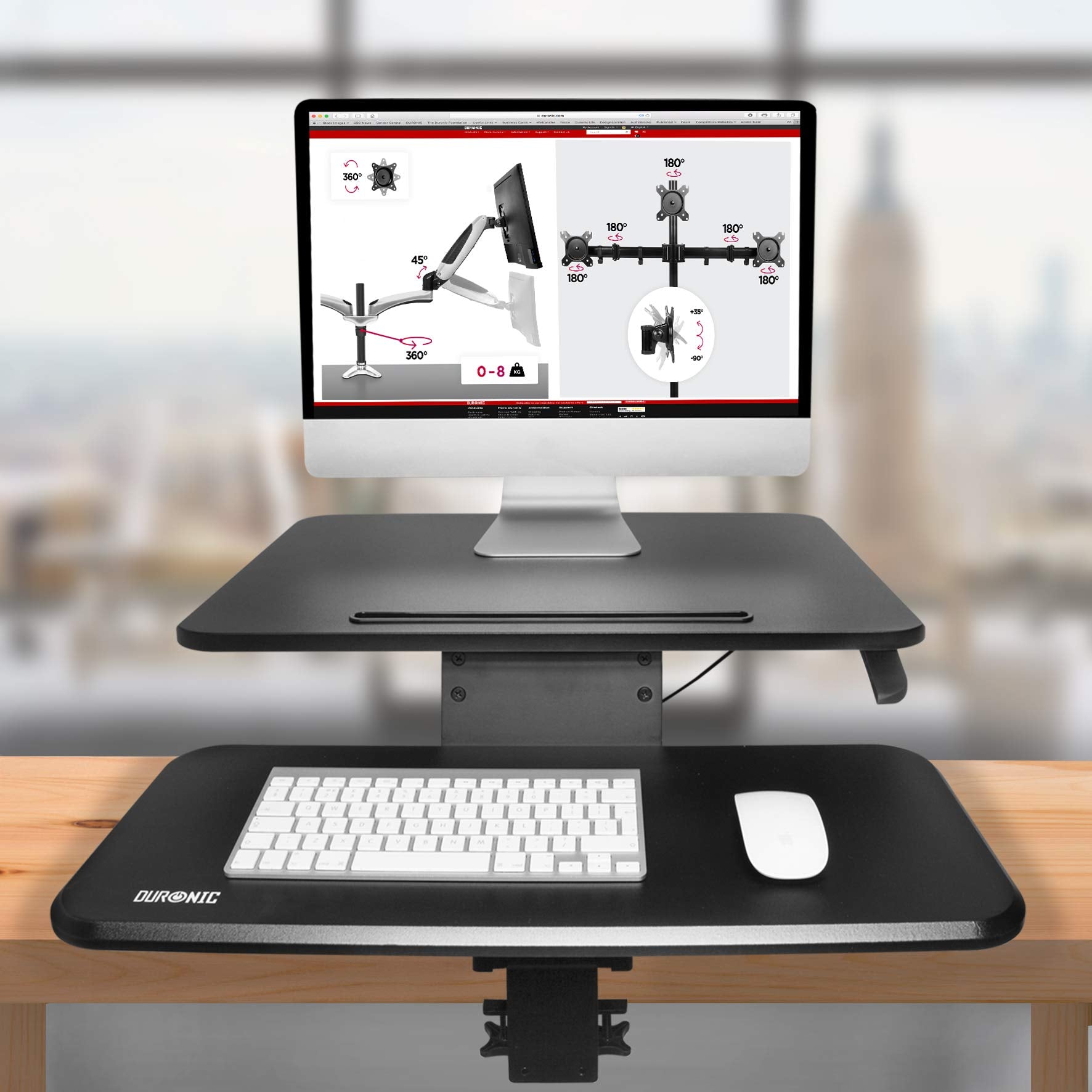 Duronic DM05D13 Computertisch | Workstation 64 x 46 cm mit Tastaturablage | Schreibtischaufsatz höhenverstellbar 12 bis 42 cm | Stehpult zum festklemmen an Tischkante | Sitz-Steh Schreibtisch bis 8 kg