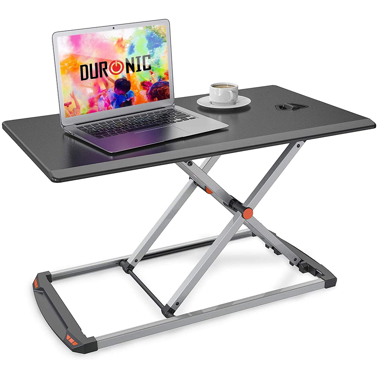 Duronic DM05D11BK Computertisch | Workstation 74 x 43 cm | Schreibtischaufsatz höhenverstellbar 5 - 40 cm | Stehpult für PC und Laptop | Sitzsteh Schreibtisch bis 8 kg | Steharbeitsplatz im HomeOffice