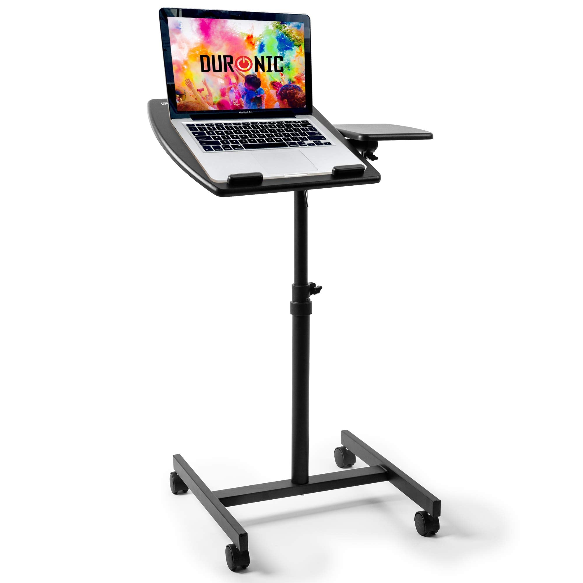 Duronic WPS17 Arbeitstisch | Laptoptisch 40 x 44 cm bis 10 kg | Computertisch mit Rollen und Mausablage | Höhenverstellbarer Projektortisch für Beamer | Sitz-Stehtisch Schreibtisch Rolltisch Zuhause