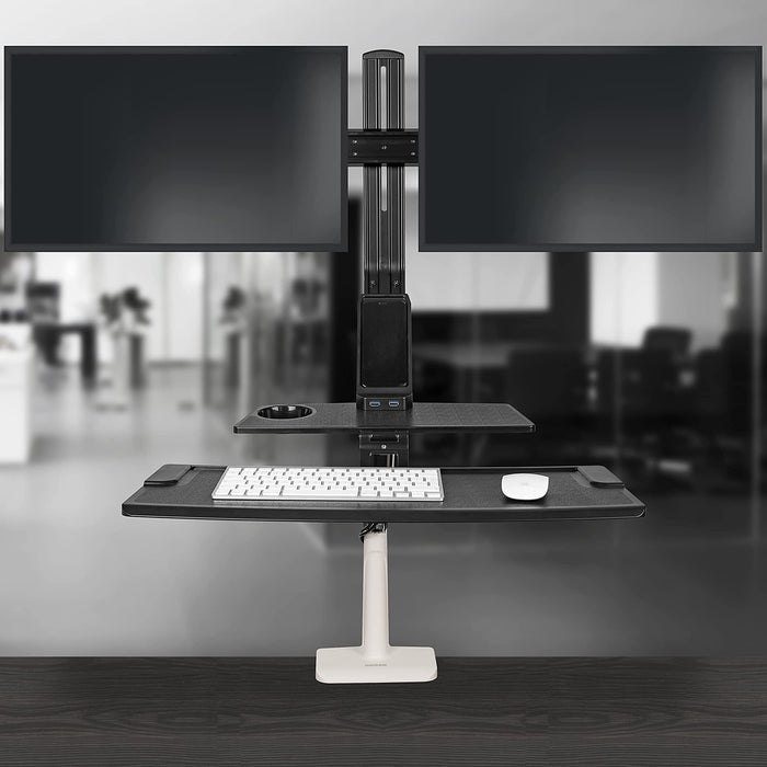 Duronic DM1K1X2 Monitorhalterung | Tischhalterung | Bildschirmhalterung | Maus und Tastaturhalterung | mit Neig- und Rotierfunktion | Schreibtisch- und Wandmontage