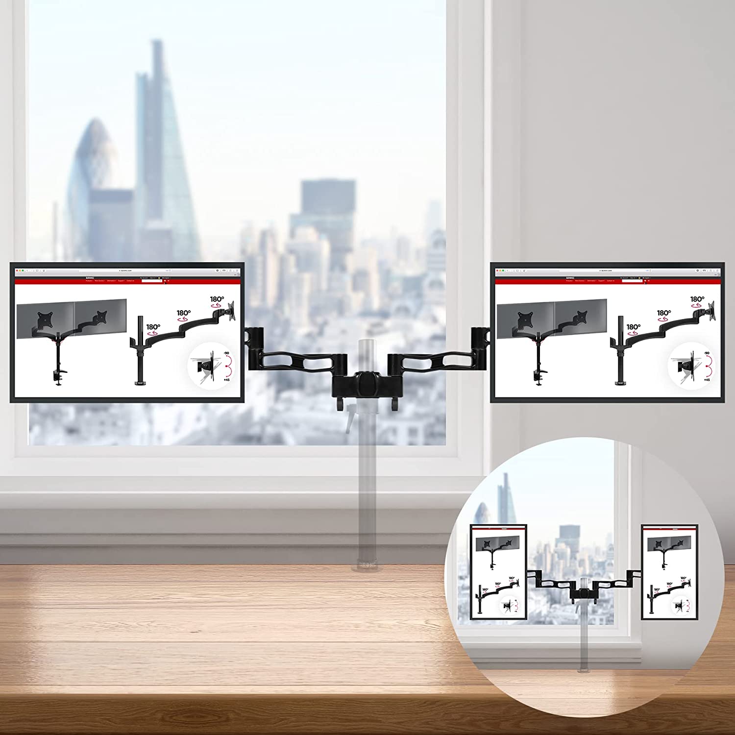 Duronic DM35P2 Monitorarme | 2 Monitorhalterungen für Monitorständer | Aluminium | VESA 75/100 | Zusatzarme für DM35-Serie | Einzelteil für alle Duronic Stangen | Monitorhalter für 2 Displays