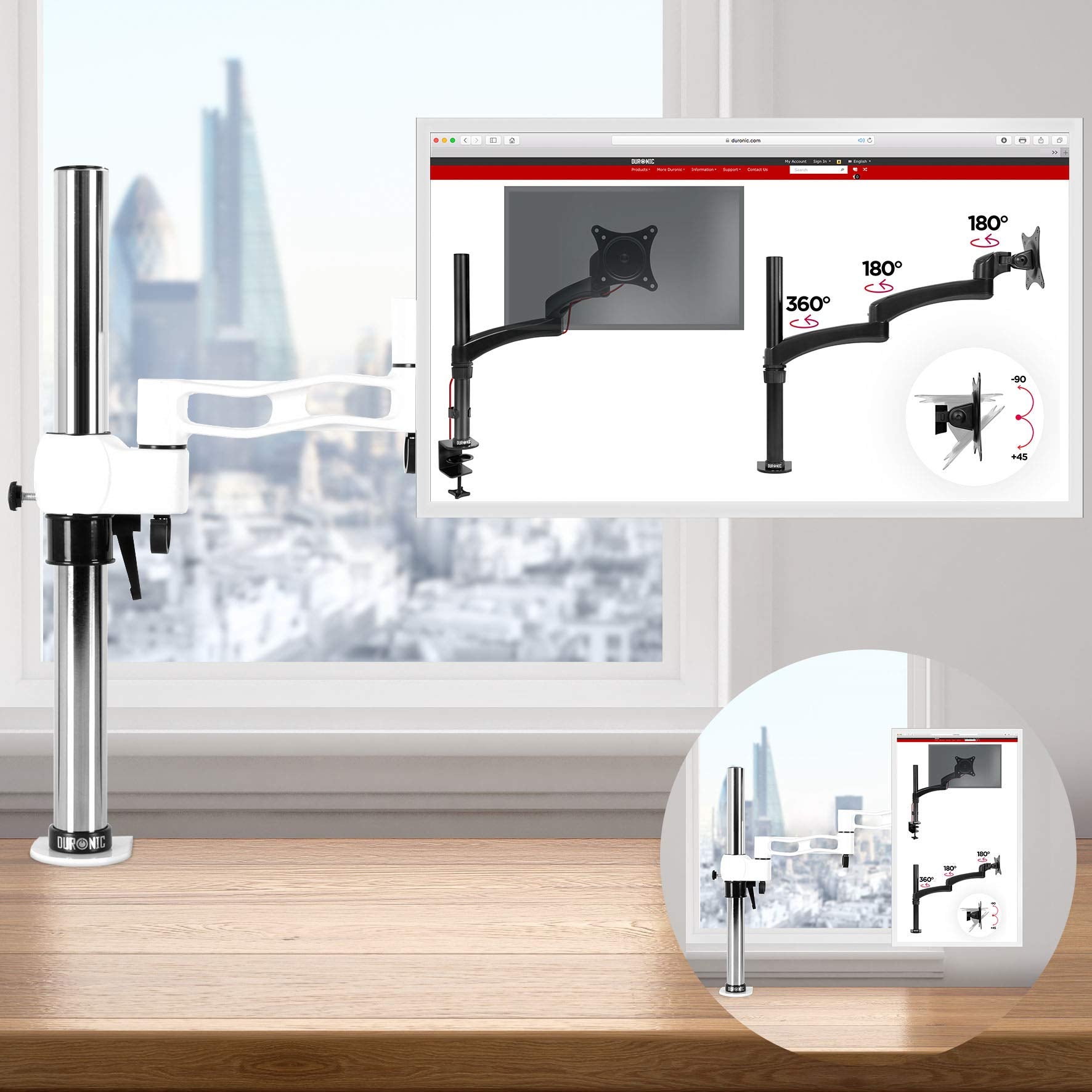 Duronic DM351X3 WE Monitorarm | Monitor Halterung Bildschirme bis 27