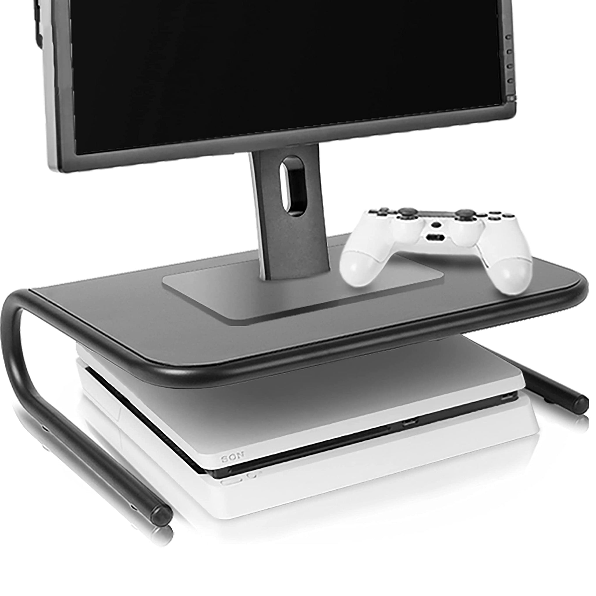Duronic DM071 | Laptop und Bildschirmerhöhung für Schreibtische | 10 kg Kapazität | Ergonomische Monitorhalterung Schwarz | Monitorerhöhung 37 cm x 24 cm | Notebookständer | TV Ständer