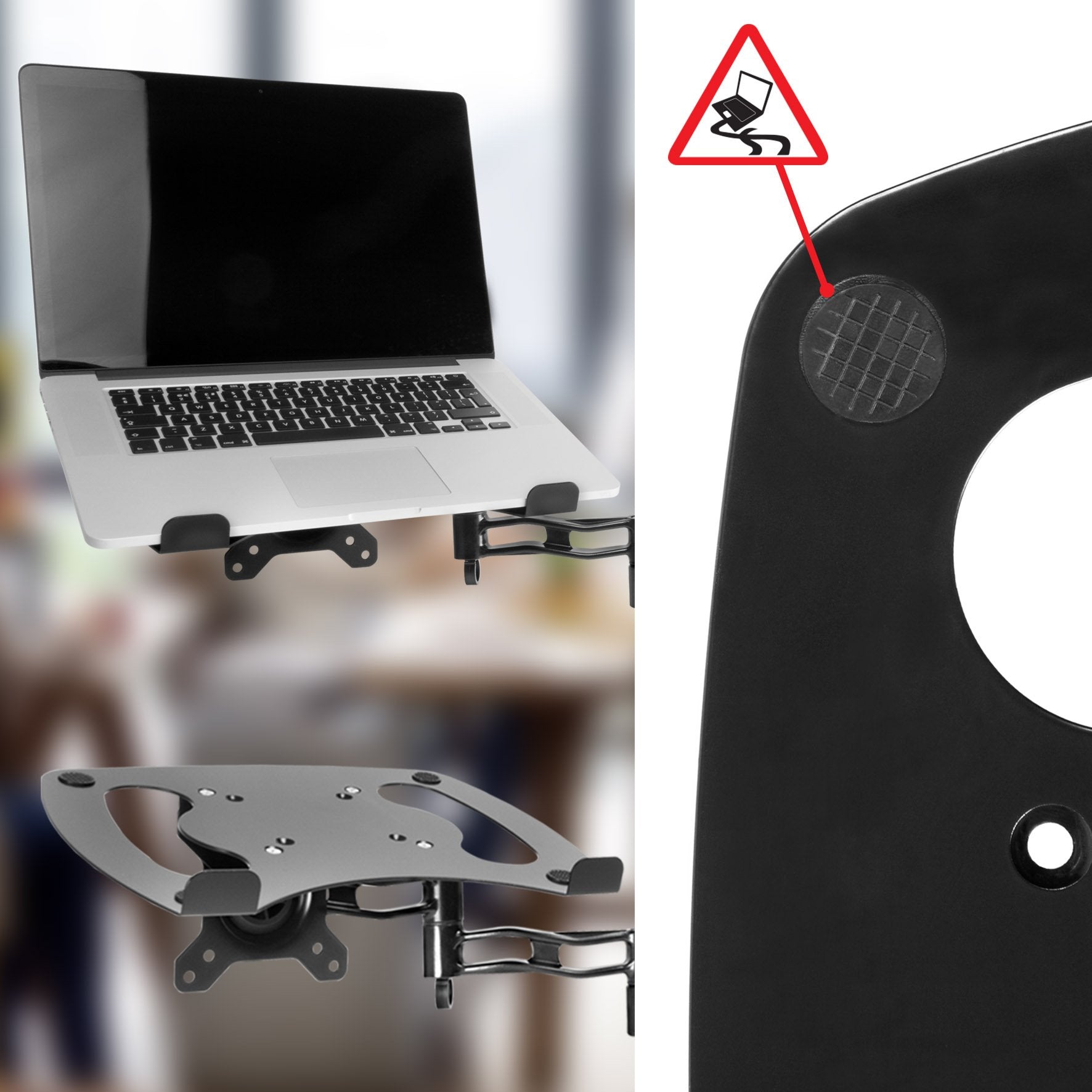 Duronic DML1 BK Laptophalterung | Fläche 32x24,2cm | Belastbarkeit 8kg | Laptopständer für Minitorhalter | VESA Standard | Kompatibel mit Duronic Monitorständer | Antirutsch Pads | Vertikale Montage