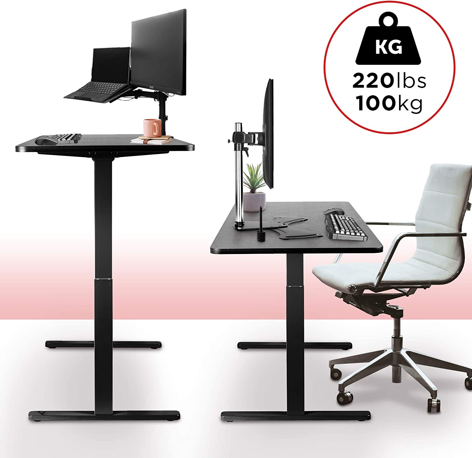 Duronic TM22 BK Schreibtisch Tischgestell | Elektrisch höhenverstellbar bis 116 cm | Gestell für Tischplatten bis 180 cm | Tischbein stufenlos 2 Motoren | 4 Memory Slots | Computertisch Home Office