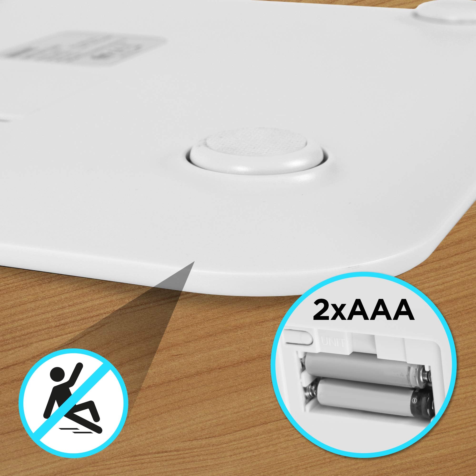 Duronic BS603 Personenwaage | Digitale Waage bis 180 kg | AAA Batterien | Glas Körperwaage hintergrundbeleuchtet | Hochpräzisions-Sensoren mit Step-On Technik | Flache Gewichtswaage 31 x 31 cm