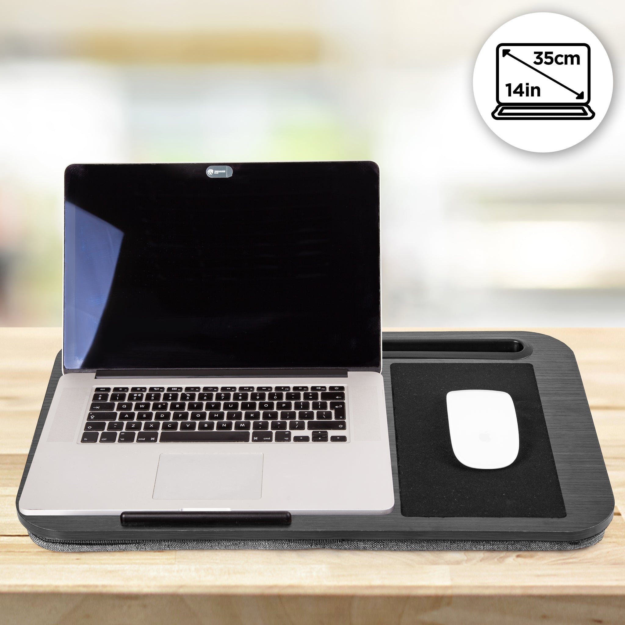 Duronic DML422 Laptopständer | Ergonomischer Laptop Tisch mit Kissen | Laptop Halterung mit Schaumstoffkissenstütze |Große Plattform mit integriertem Griff | Ideal für Bett, Sofa, Auto