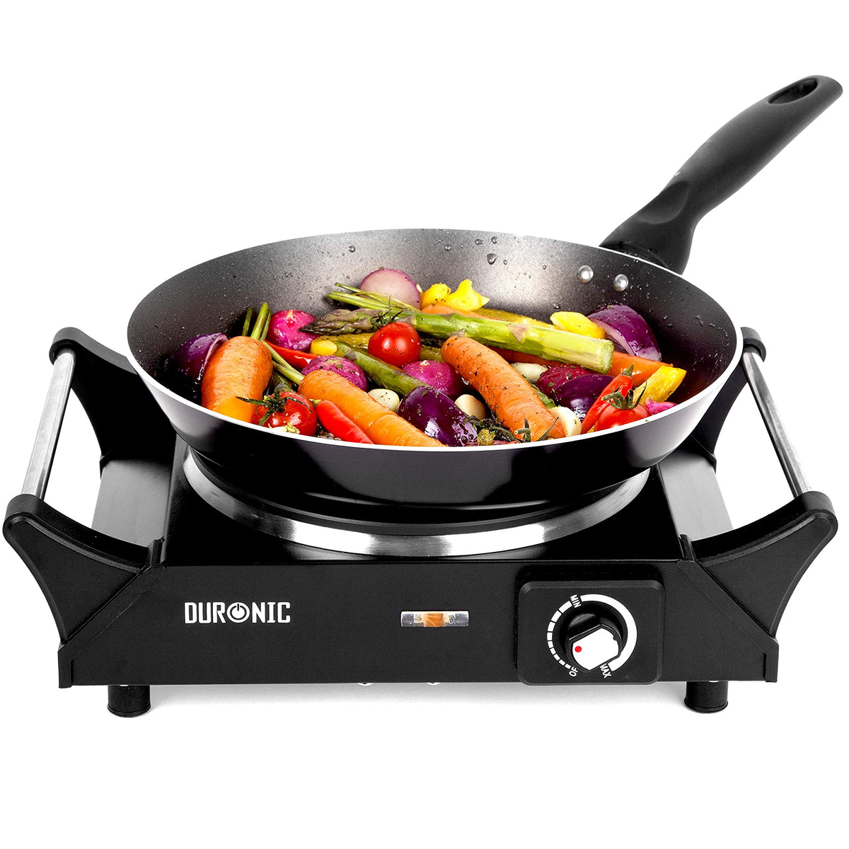 Duronic HP1BK Kochplatte / Herdplatte / Kochfeld aus Edelstahl, 1500 Watt—