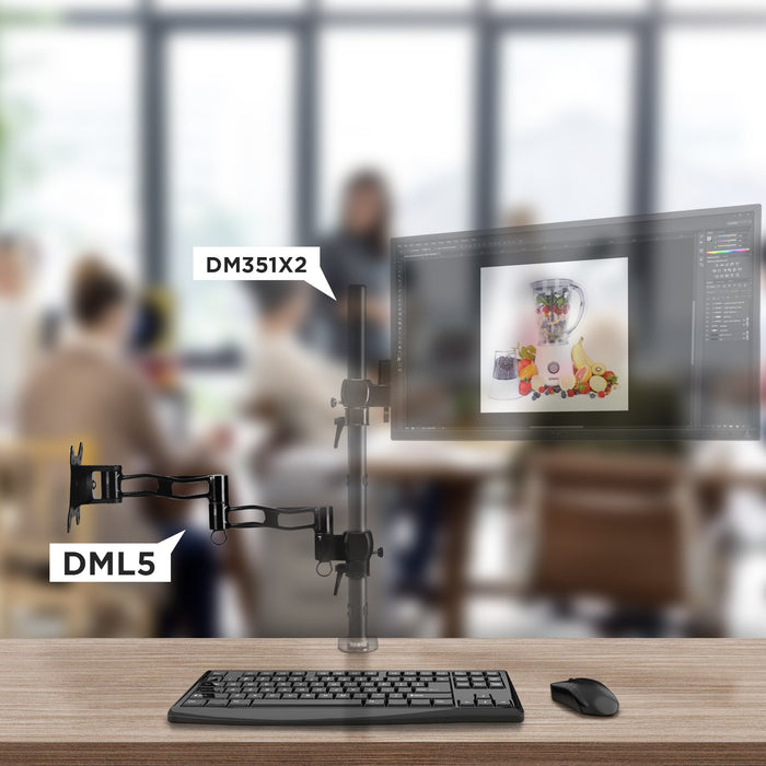 Duronic DML5 BK VESA Arm für DM35 Monitorhalterungen / Tischhalterungen - Ermöglicht das Hinzufügen von Bildschirmen oder Zubehör