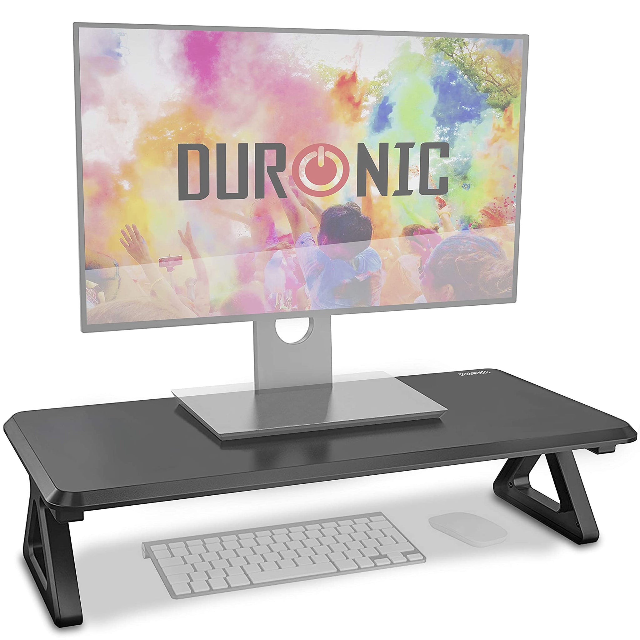 Duronic DM06-1 BK Monitorständer | 62 x 30 cm Fläche | Bis 10kg | 15cm Höhe | Ergonomischer Bildschirmständer Schreibtisch | Schreibtischaufsatz Monitor und Laptop | Bildschirmerhöhung LCD LED OLED TV