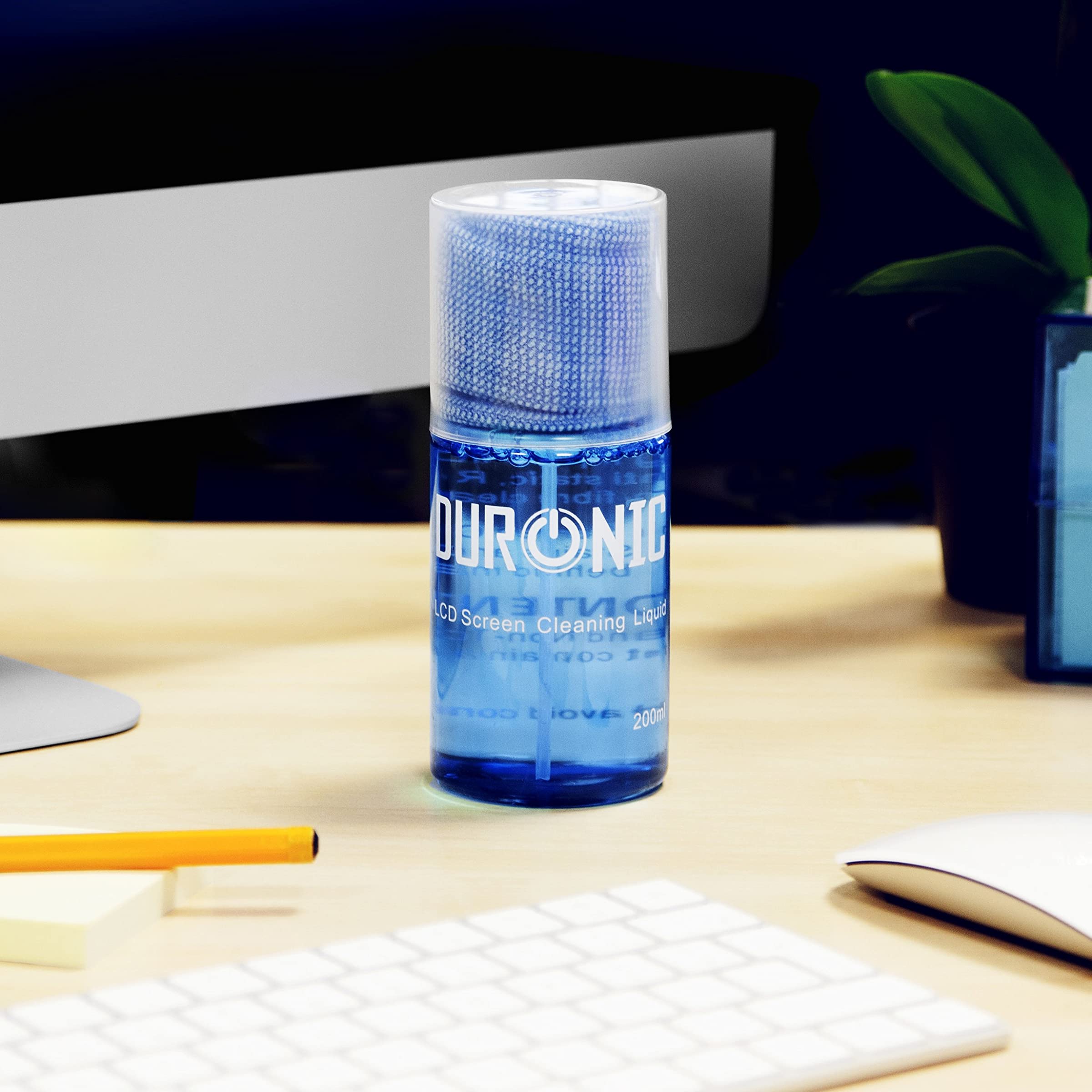 Duronic SCK102 Duo Bildschirmreiniger mit Mikrofasertuch | 2 x 200 ml Displayreiniger für Monitore, Smartphones und Tablets | Screen Cleaner für LCD und OLED | Auch als Glasreiniger geeignet