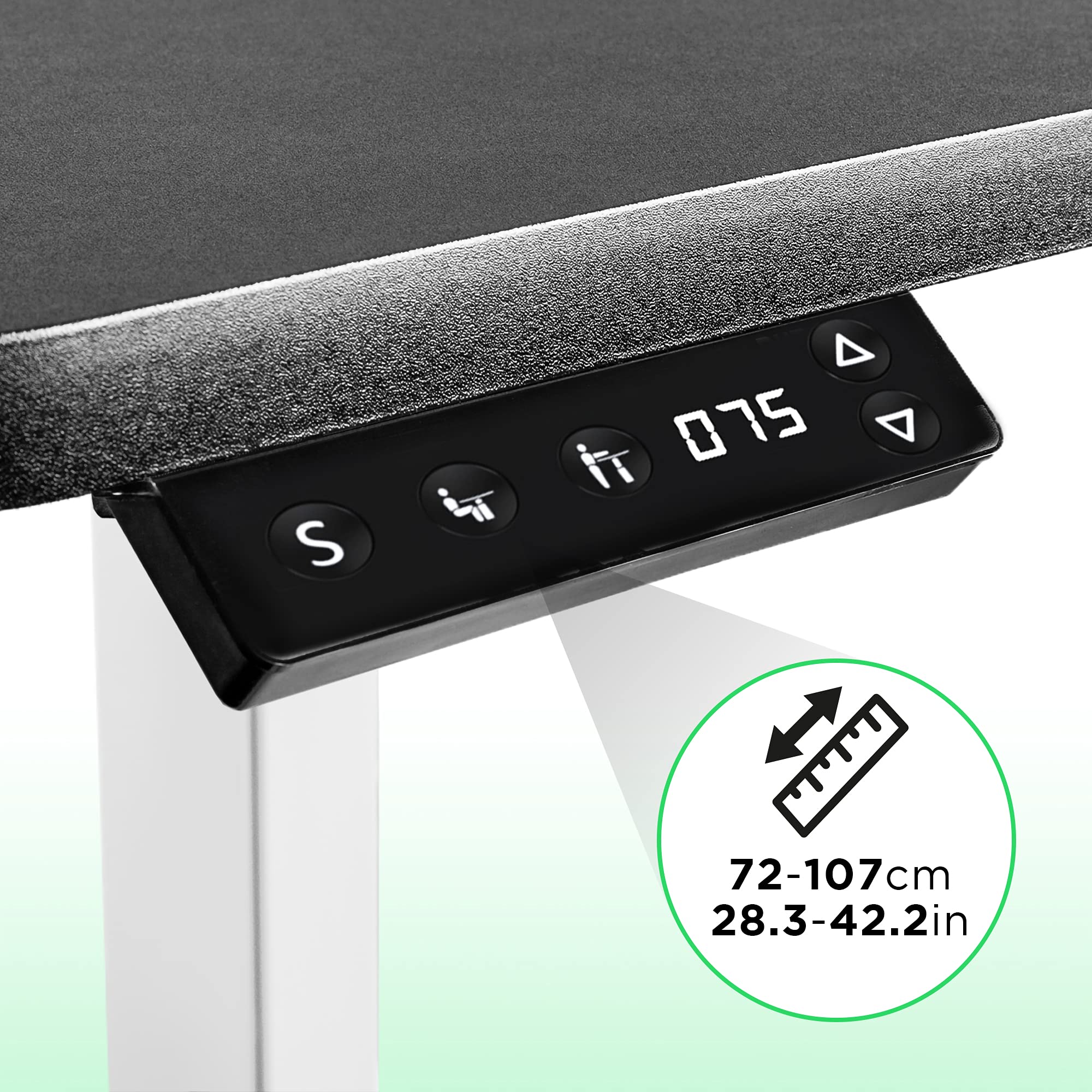 Duronic TM12 WE Schreibtisch Tischgestell | Elektrisch höhenverstellbar bis 120 cm | Gestell für Tischplatten bis 140 cm | Tischbein stufenlos mit 1 Motor | 2 Memory Slots | Computertisch Home Office