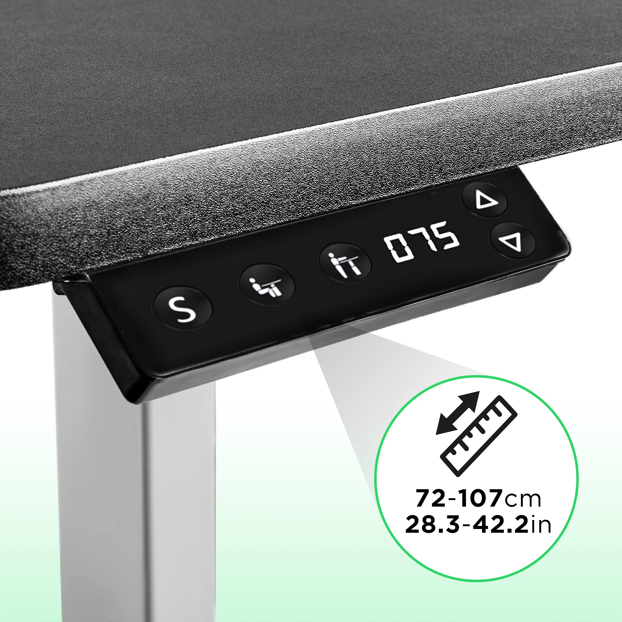 Duronic TM12 GY Schreibtisch Tischgestell | Elektrisch höhenverstellbar bis 120 cm | Gestell für Tischplatten bis 140 cm | Tischbein stufenlos mit 1 Motor | 2 Memory Slots | Computertisch Home Office